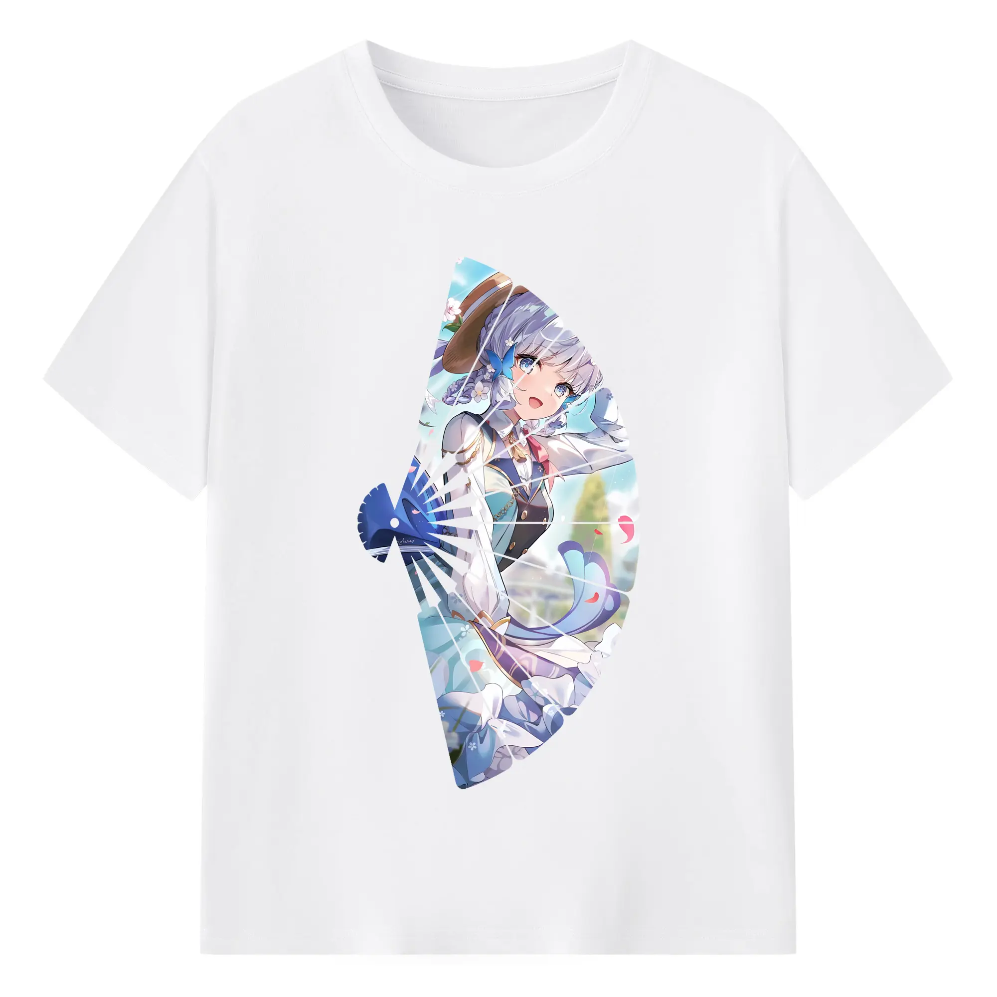 原 神 グッズ 神里綾華 - 綿100％ 半袖Tシャツ ・ フロントプリント ・ 快適 通気性 ・ 日常使い 散歩 スポーツ用