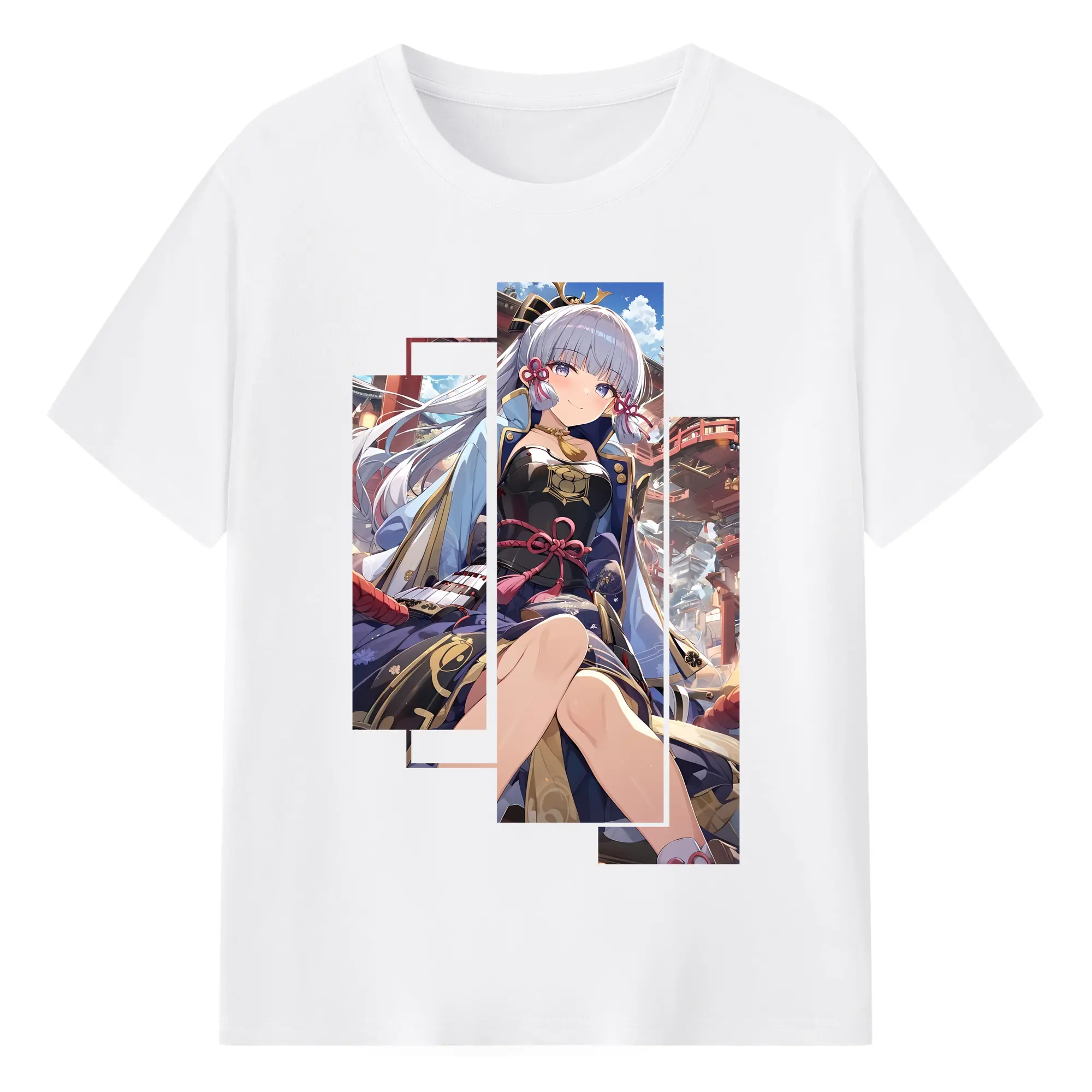 原 神 グッズ 神里綾華 - 綿100％ 半袖Tシャツ ・ フロントプリント ・ 快適 通気性 ・ 日常使い 散歩 スポーツ用