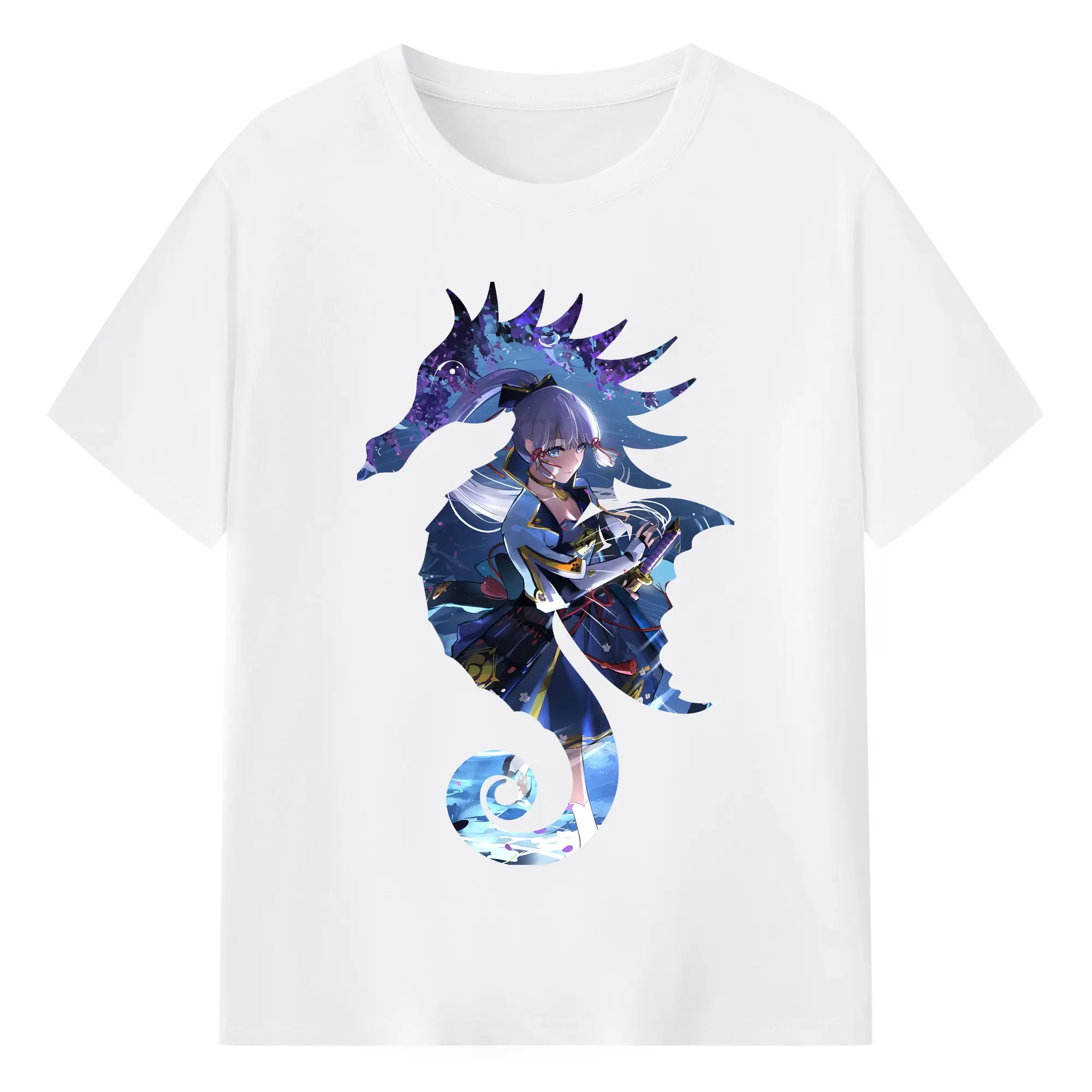 原 神 グッズ 神里綾華 - 綿100％ 半袖Tシャツ ・ フロントプリント ・ 快適 通気性 ・ 日常使い 散歩 スポーツ用