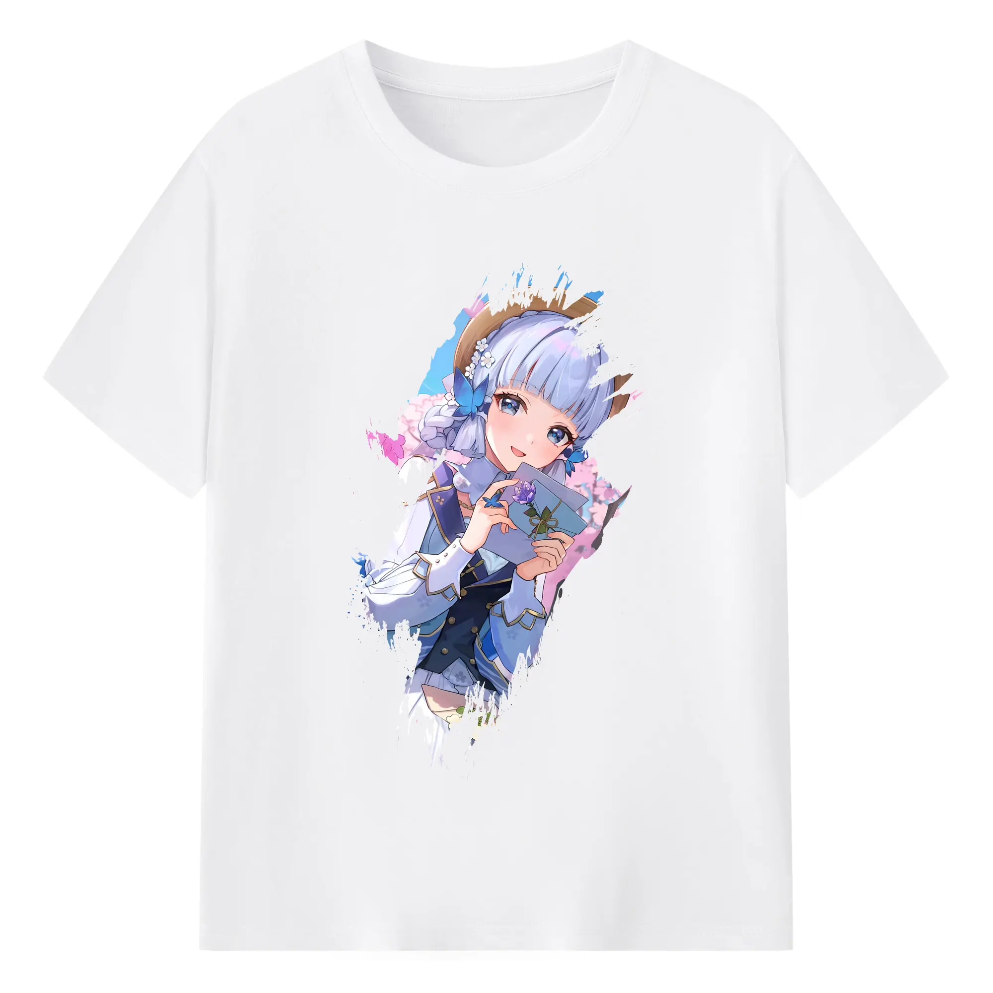原 神 グッズ 神里綾華 - 綿100％ 半袖Tシャツ ・ フロントプリント ・ 快適 通気性 ・ 日常使い 散歩 スポーツ用