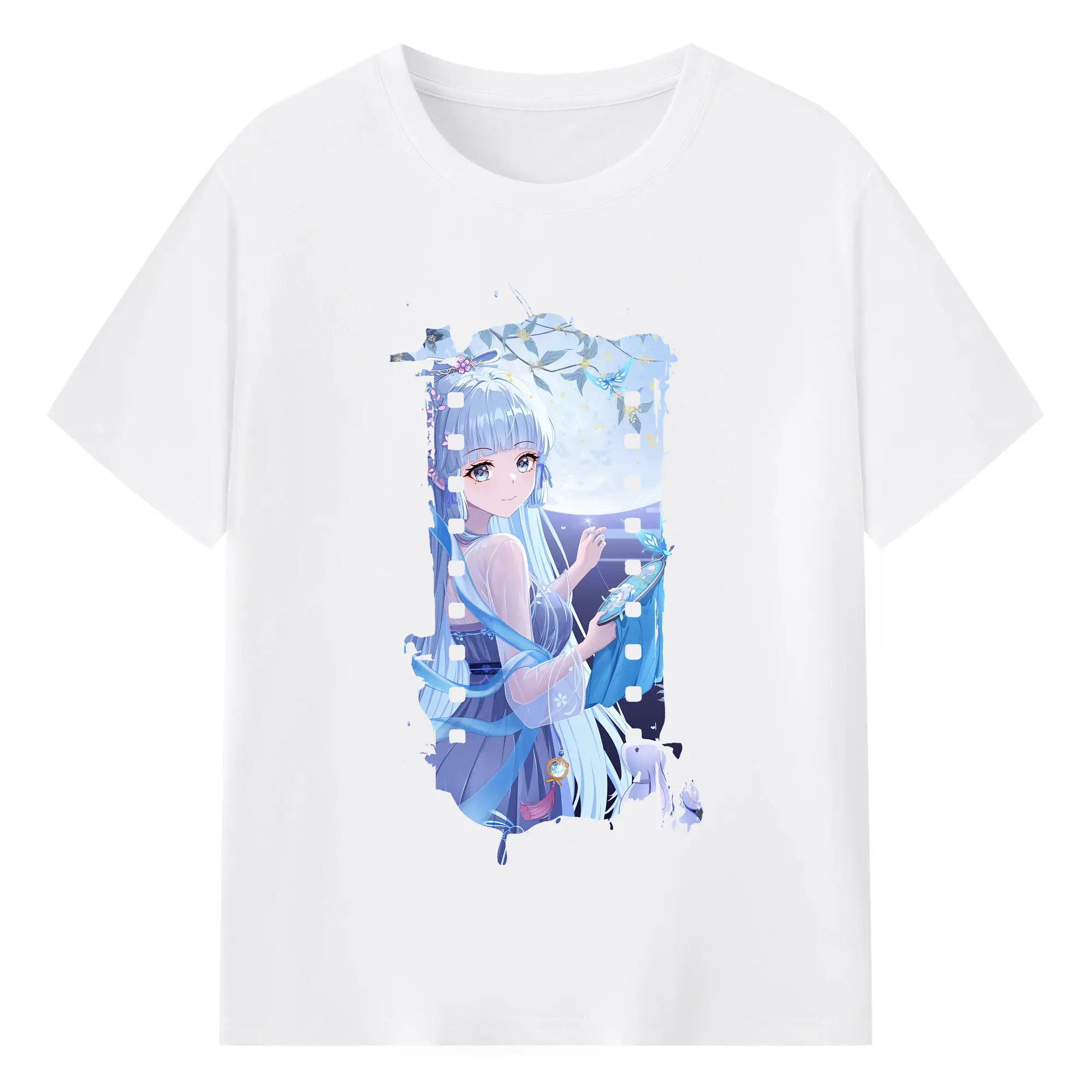 原 神 グッズ 神里綾華 - 綿100％ 半袖Tシャツ ・ フロントプリント ・ 快適 通気性 ・ 日常使い 散歩 スポーツ用