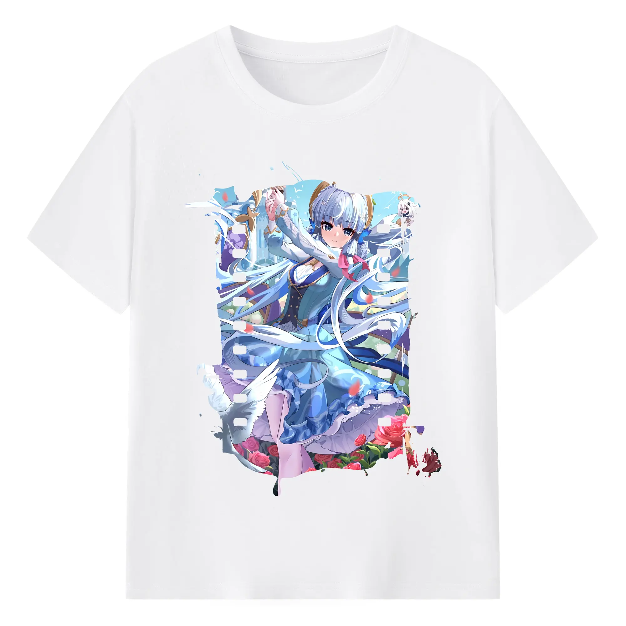 原 神 グッズ 神里綾華 - 綿100％ 半袖Tシャツ ・ フロントプリント ・ 快適 通気性 ・ 日常使い 散歩 スポーツ用