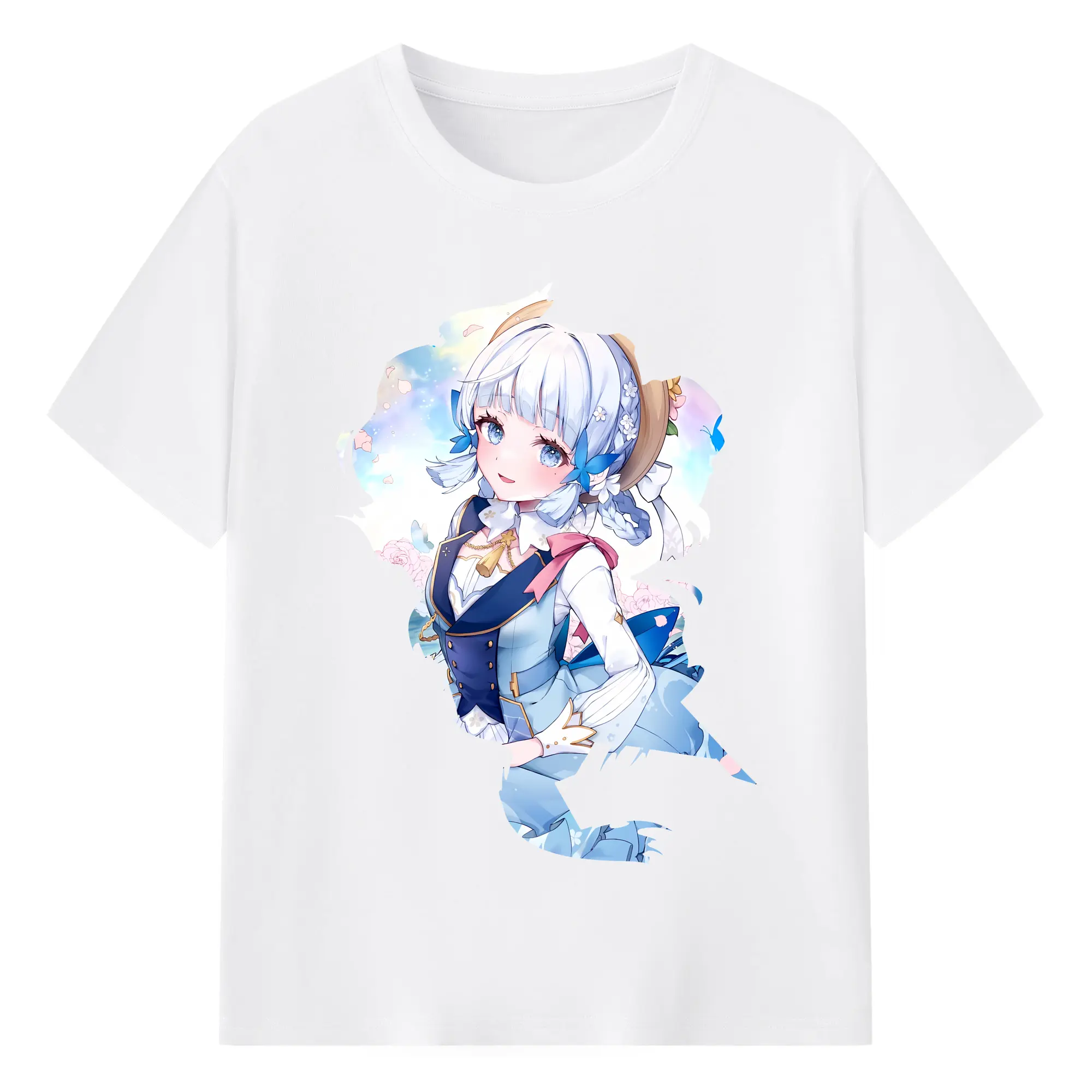 原 神 グッズ 神里綾華 - 綿100％ 半袖Tシャツ ・ フロントプリント ・ 快適 通気性 ・ 日常使い 散歩 スポーツ用