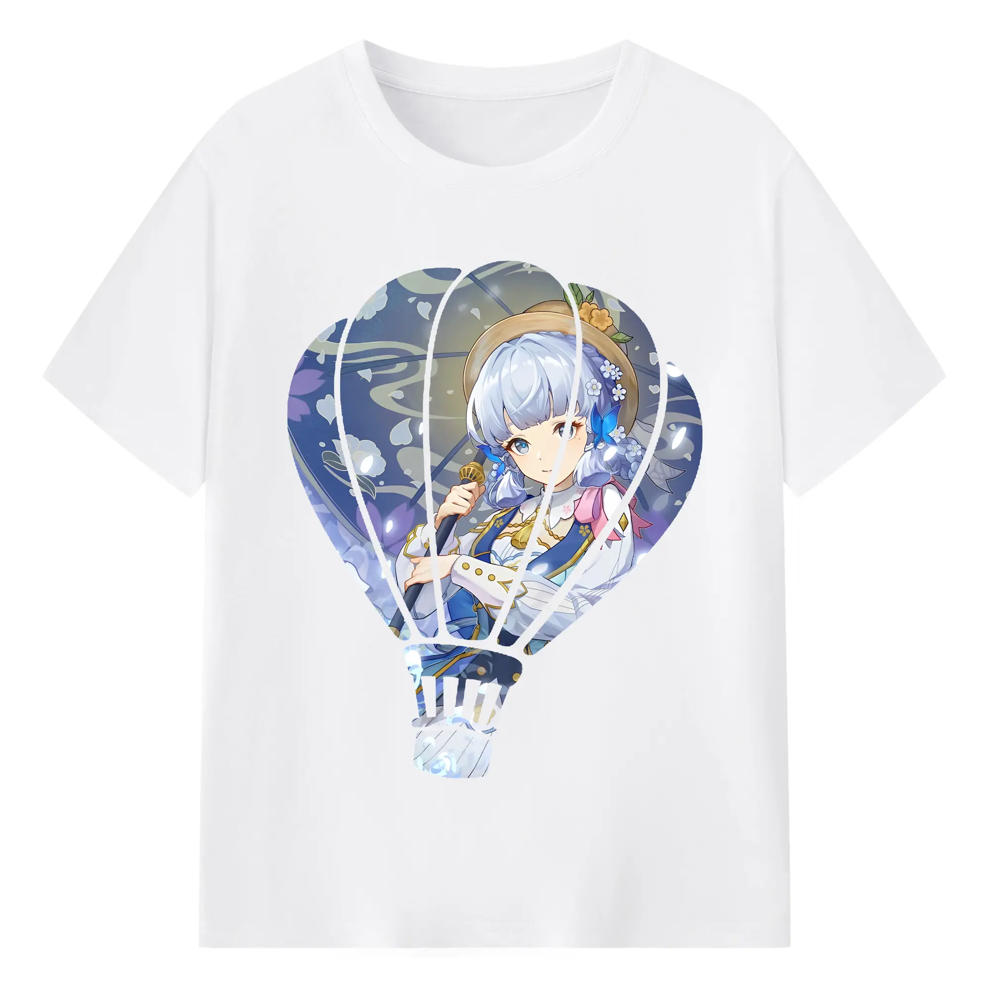 原 神 グッズ 神里綾華 - 綿100％ 半袖Tシャツ ・ フロントプリント ・ 快適 通気性 ・ 日常使い 散歩 スポーツ用