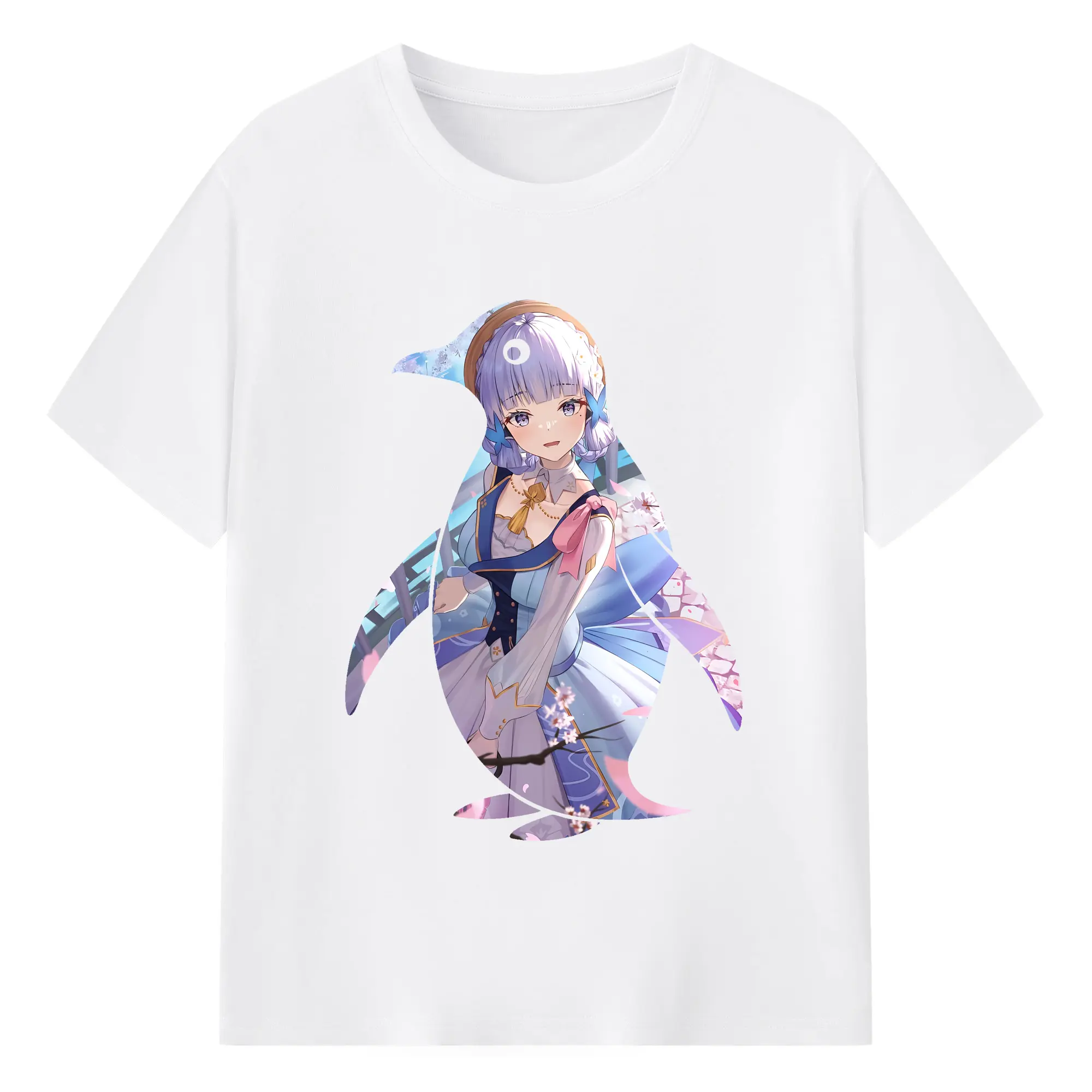 原 神 グッズ 神里綾華 - 綿100％ 半袖Tシャツ ・ フロントプリント ・ 快適 通気性 ・ 日常使い 散歩 スポーツ用