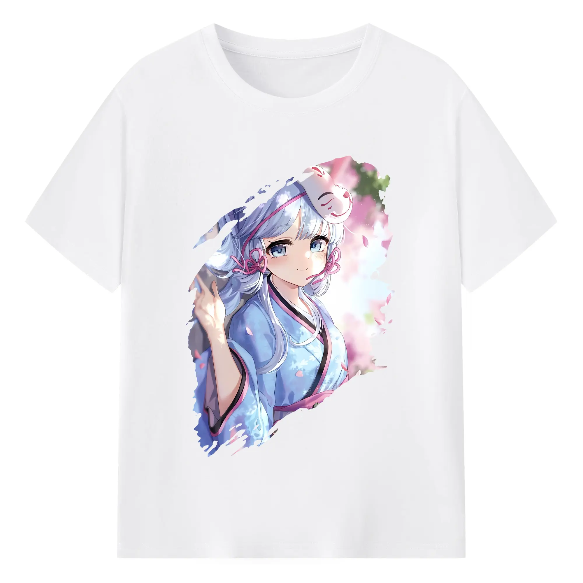 原 神 グッズ 神里綾華 - 綿100％ 半袖Tシャツ ・ フロントプリント ・ 快適 通気性 ・ 日常使い 散歩 スポーツ用