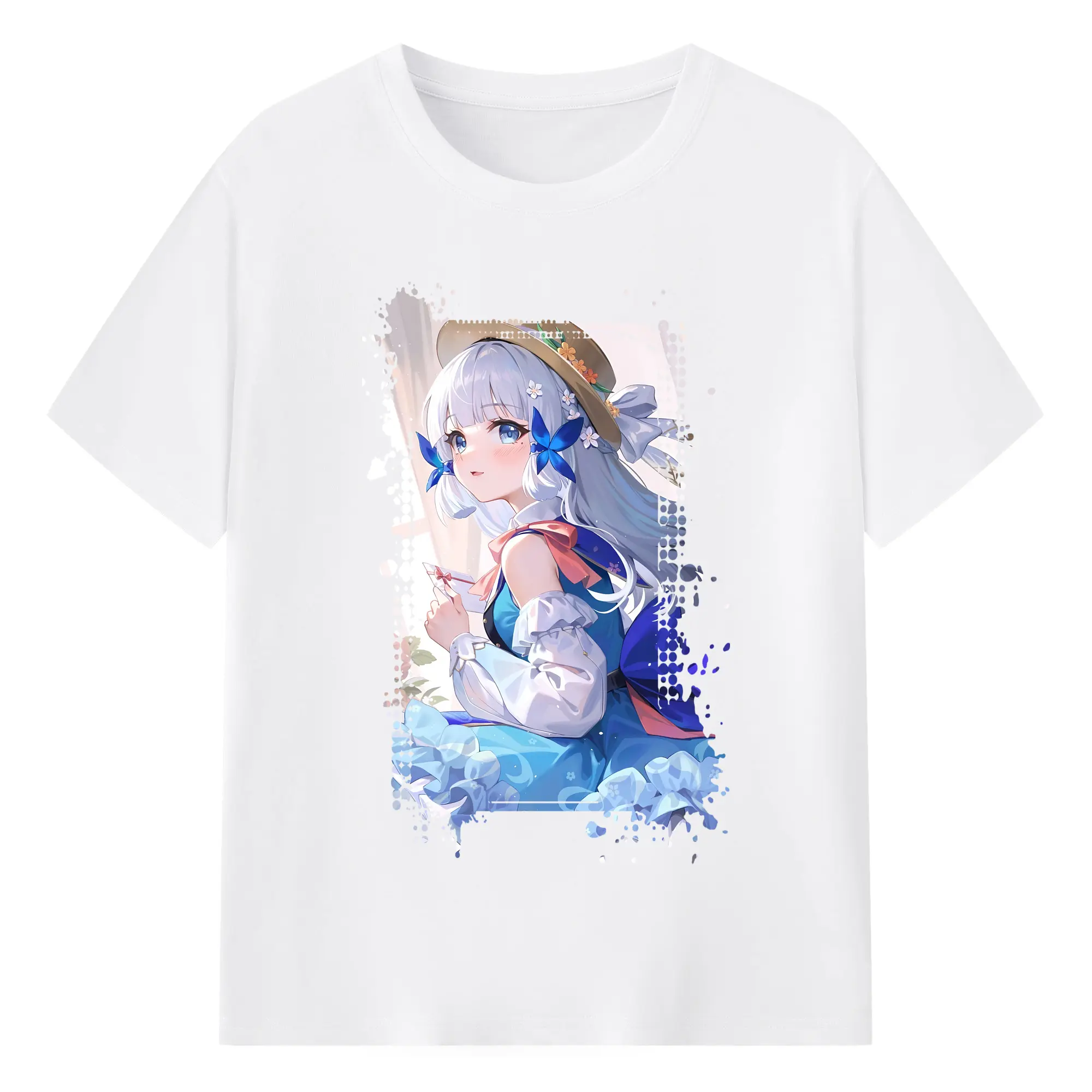 原 神 グッズ 神里綾華 - 綿100％ 半袖Tシャツ ・ フロントプリント ・ 快適 通気性 ・ 日常使い 散歩 スポーツ用
