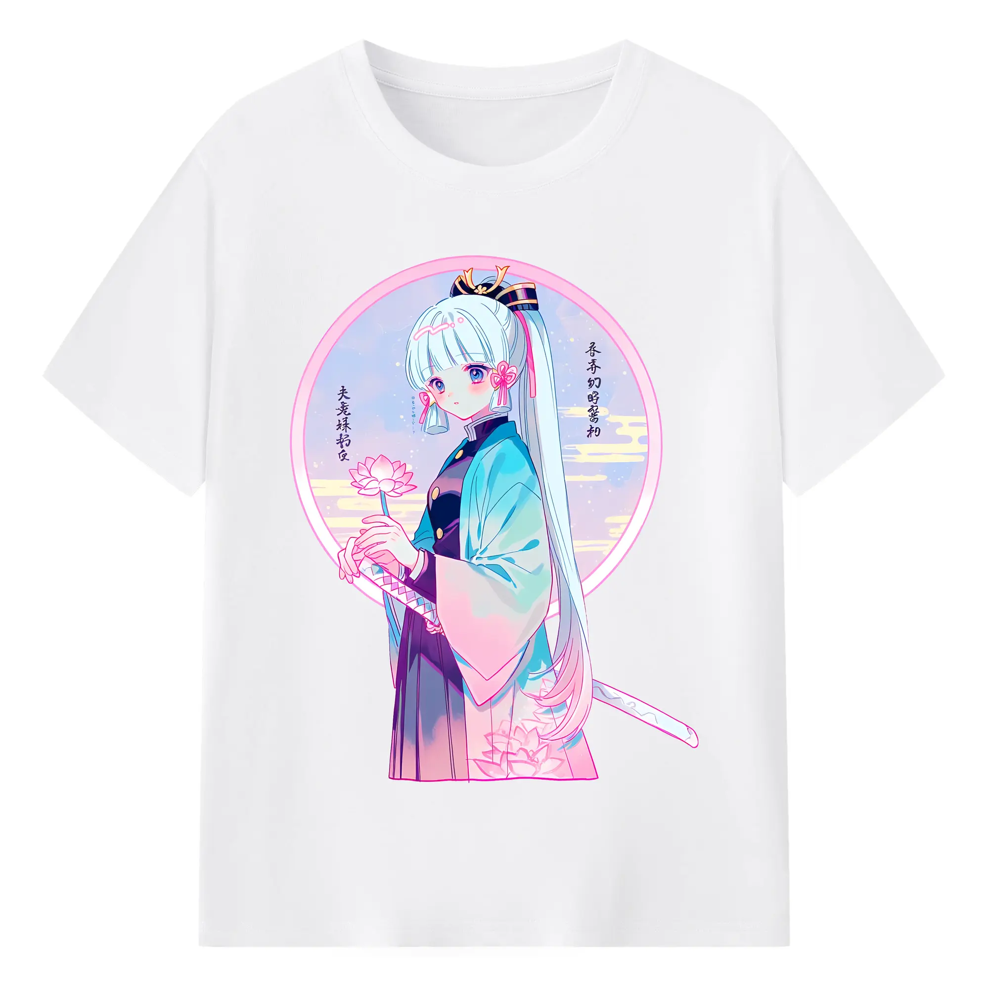 原 神 グッズ 神里綾華 - 綿100％ 半袖Tシャツ ・ フロントプリント ・ 快適 通気性 ・ 日常使い 散歩 スポーツ用