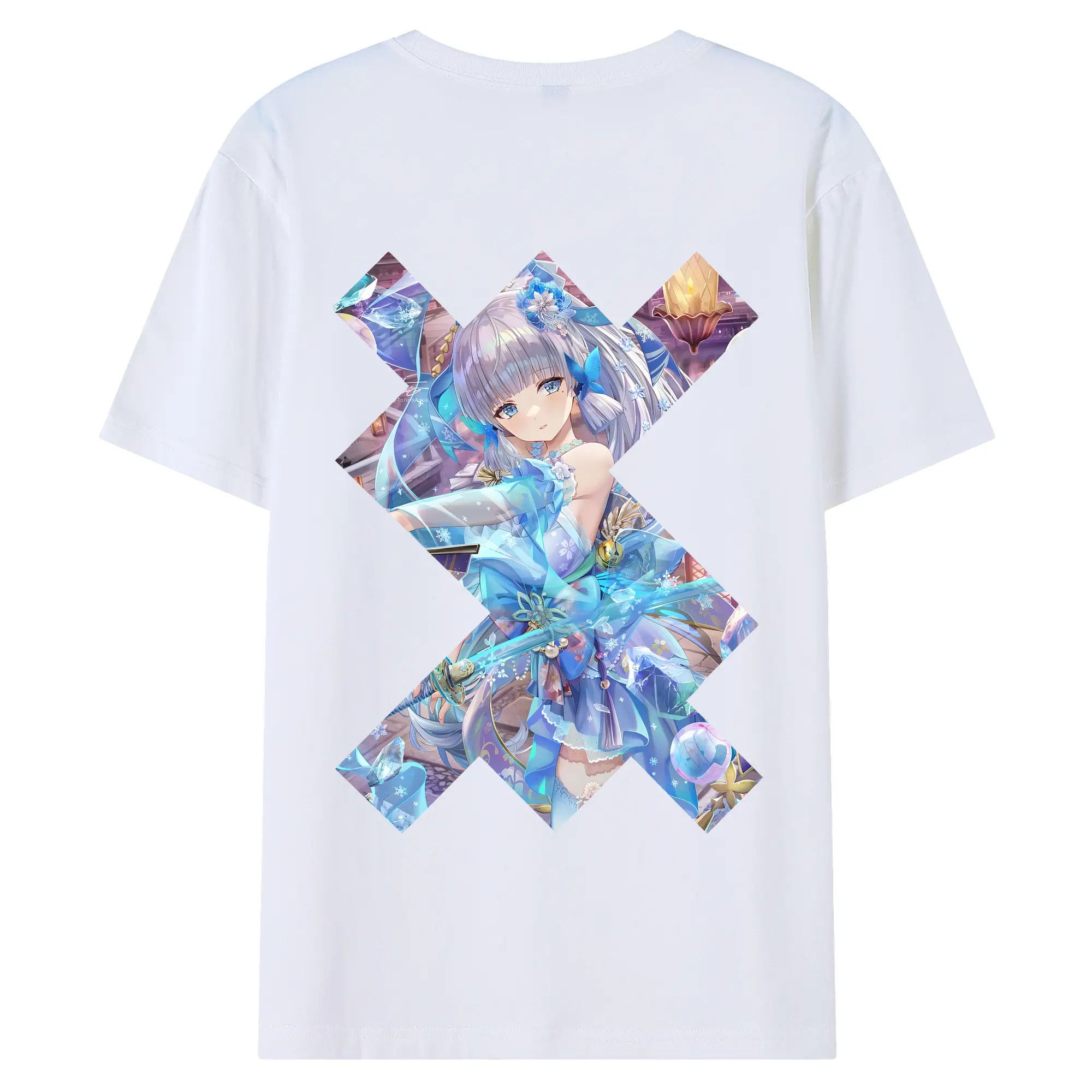 原 神 グッズ 神里綾華 - 綿100％ 半袖Tシャツ ・ バックプリント ・ 快適 通気性 ・ 日常使い 散歩 スポーツ用