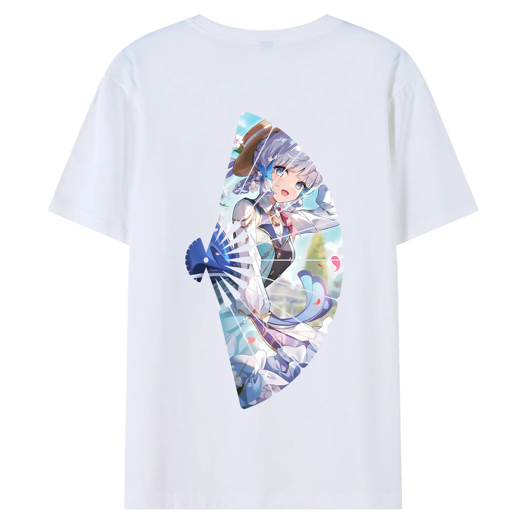 原 神 グッズ 神里綾華 - 綿100％ 半袖Tシャツ ・ バックプリント ・ 快適 通気性 ・ 日常使い 散歩 スポーツ用