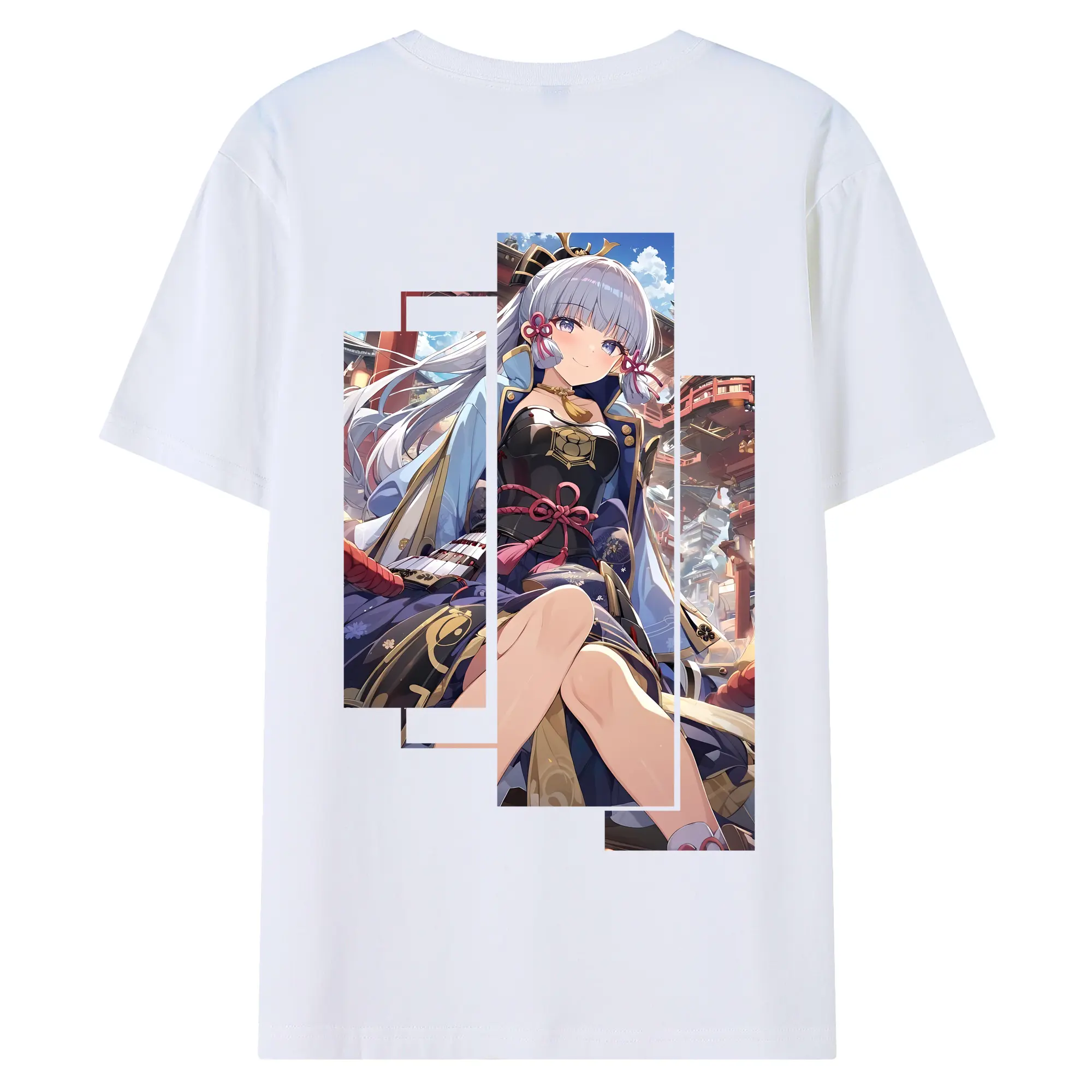 原 神 グッズ 神里綾華 - 綿100％ 半袖Tシャツ ・ バックプリント ・ 快適 通気性 ・ 日常使い 散歩 スポーツ用