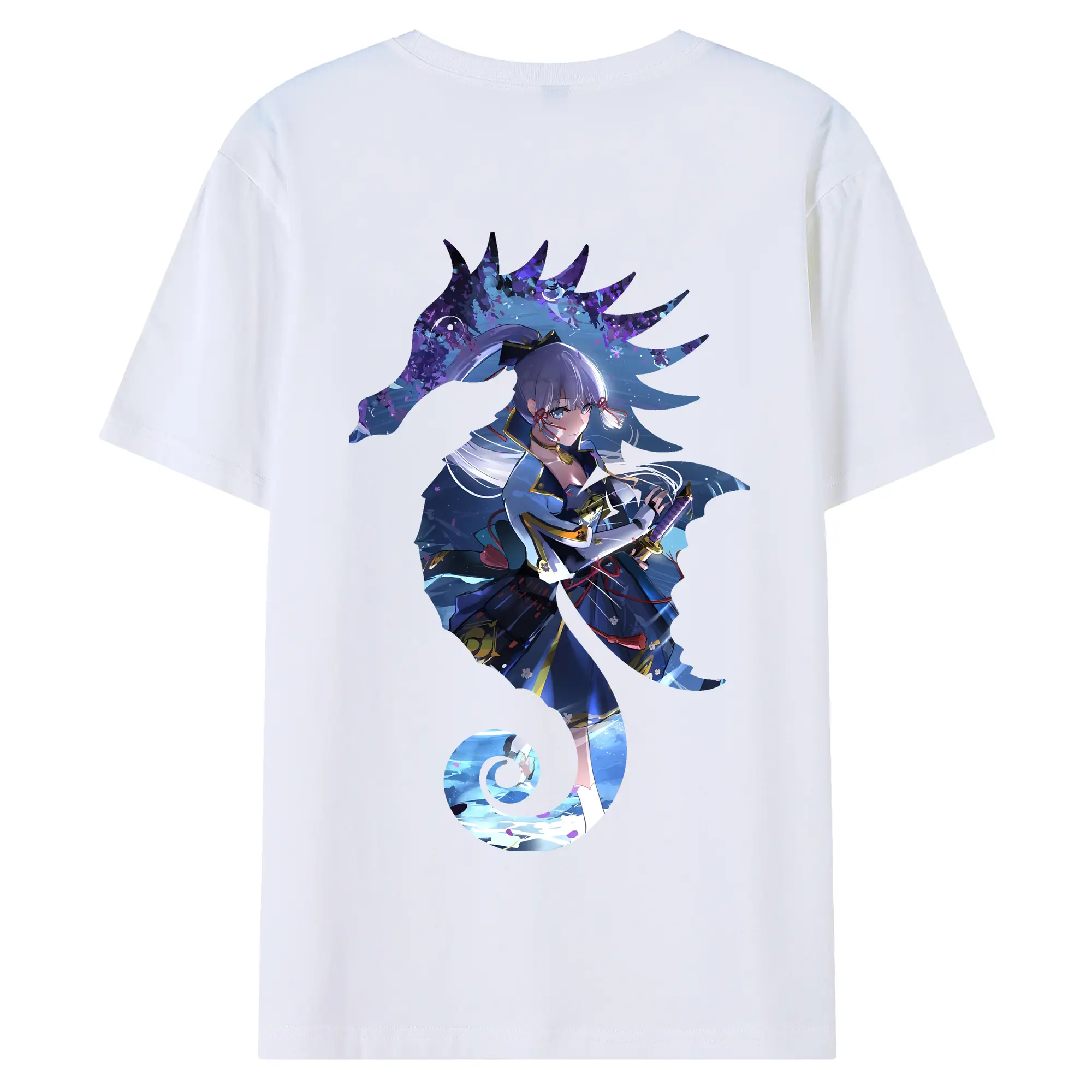 原 神 グッズ 神里綾華 - 綿100％ 半袖Tシャツ ・ バックプリント ・ 快適 通気性 ・ 日常使い 散歩 スポーツ用