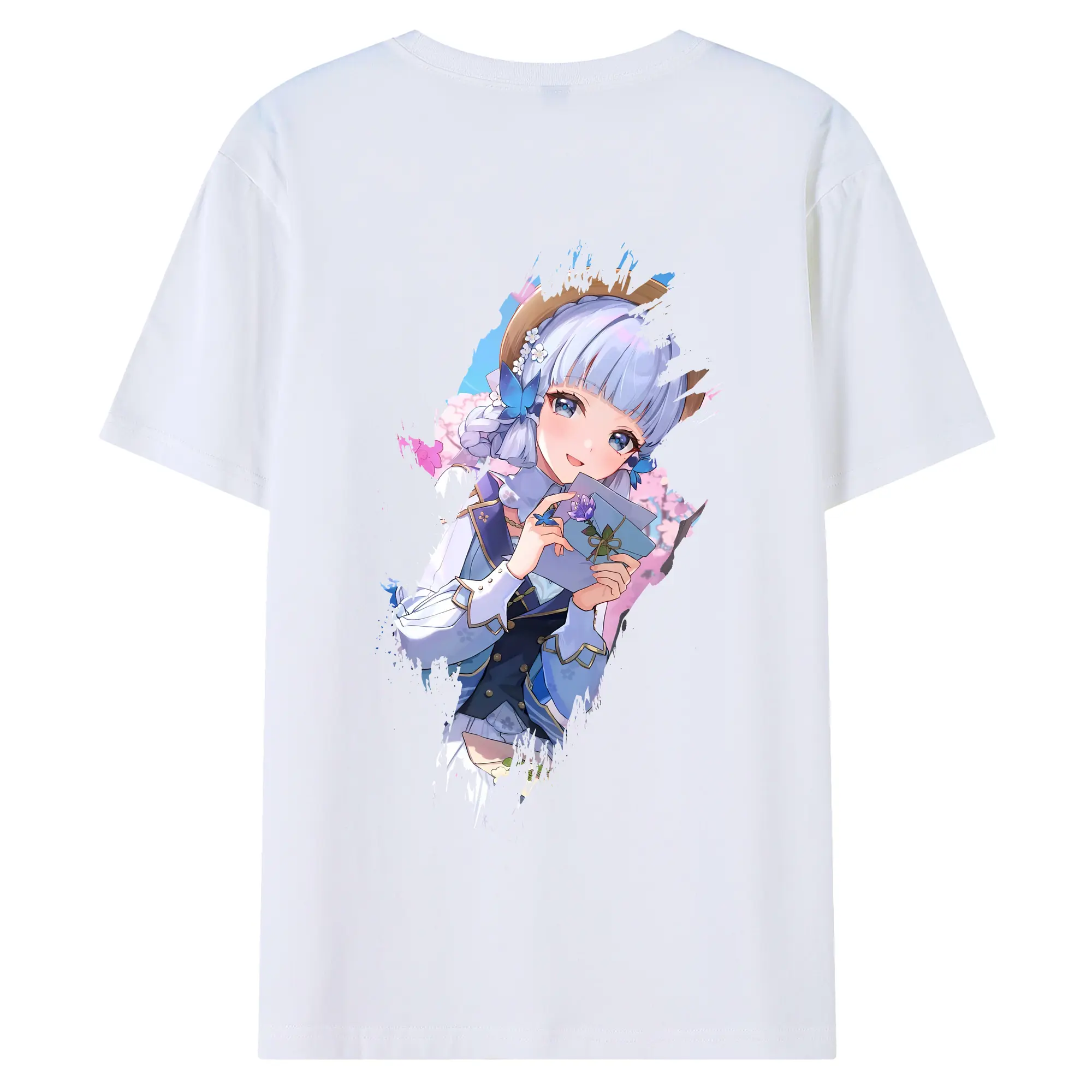 原 神 グッズ 神里綾華 - 綿100％ 半袖Tシャツ ・ バックプリント ・ 快適 通気性 ・ 日常使い 散歩 スポーツ用