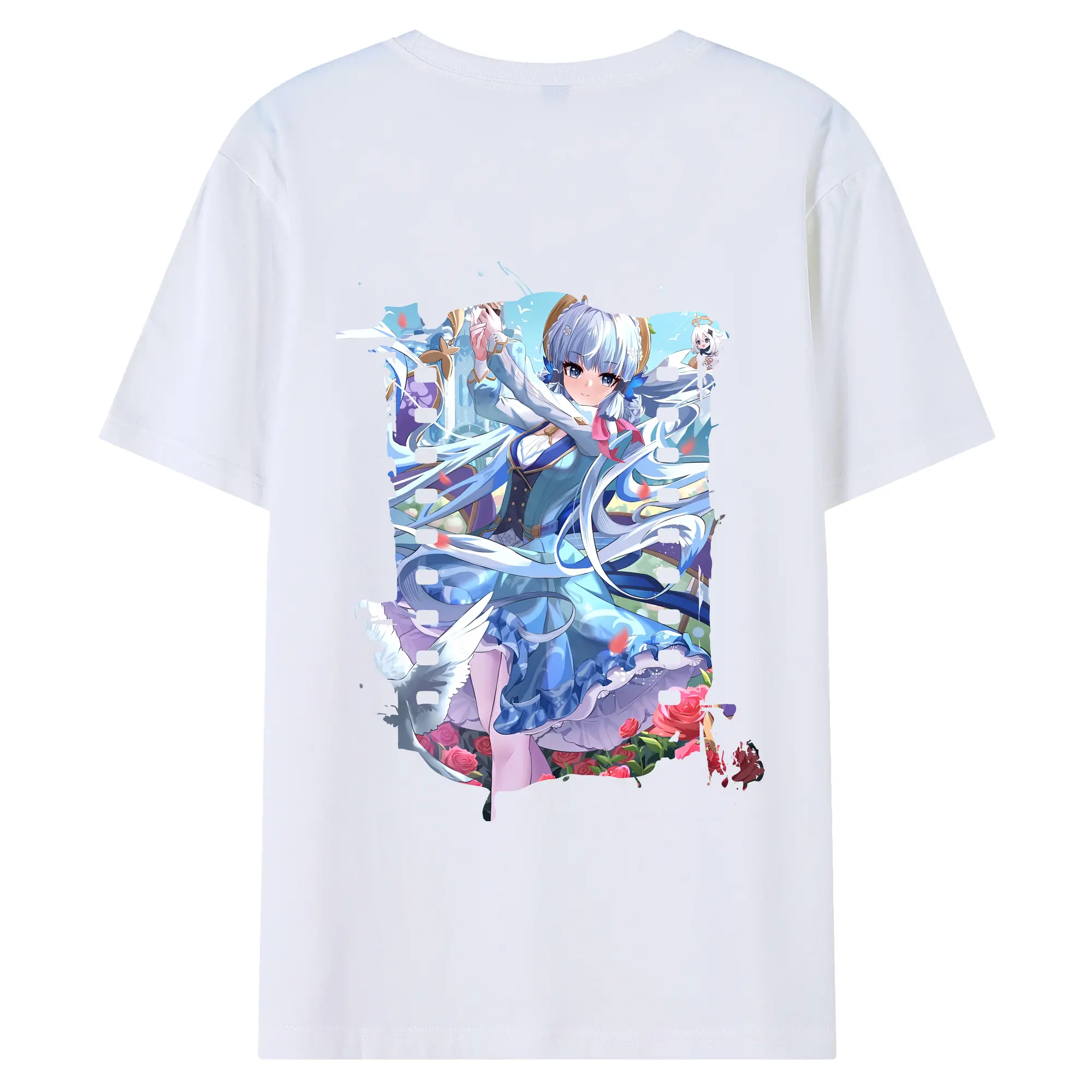 原 神 グッズ 神里綾華 - 綿100％ 半袖Tシャツ ・ バックプリント ・ 快適 通気性 ・ 日常使い 散歩 スポーツ用