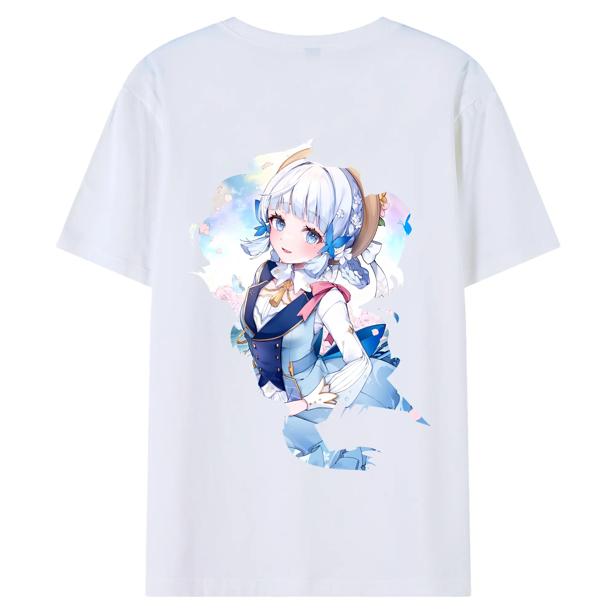 原 神 グッズ 神里綾華 - 綿100％ 半袖Tシャツ ・ バックプリント ・ 快適 通気性 ・ 日常使い 散歩 スポーツ用