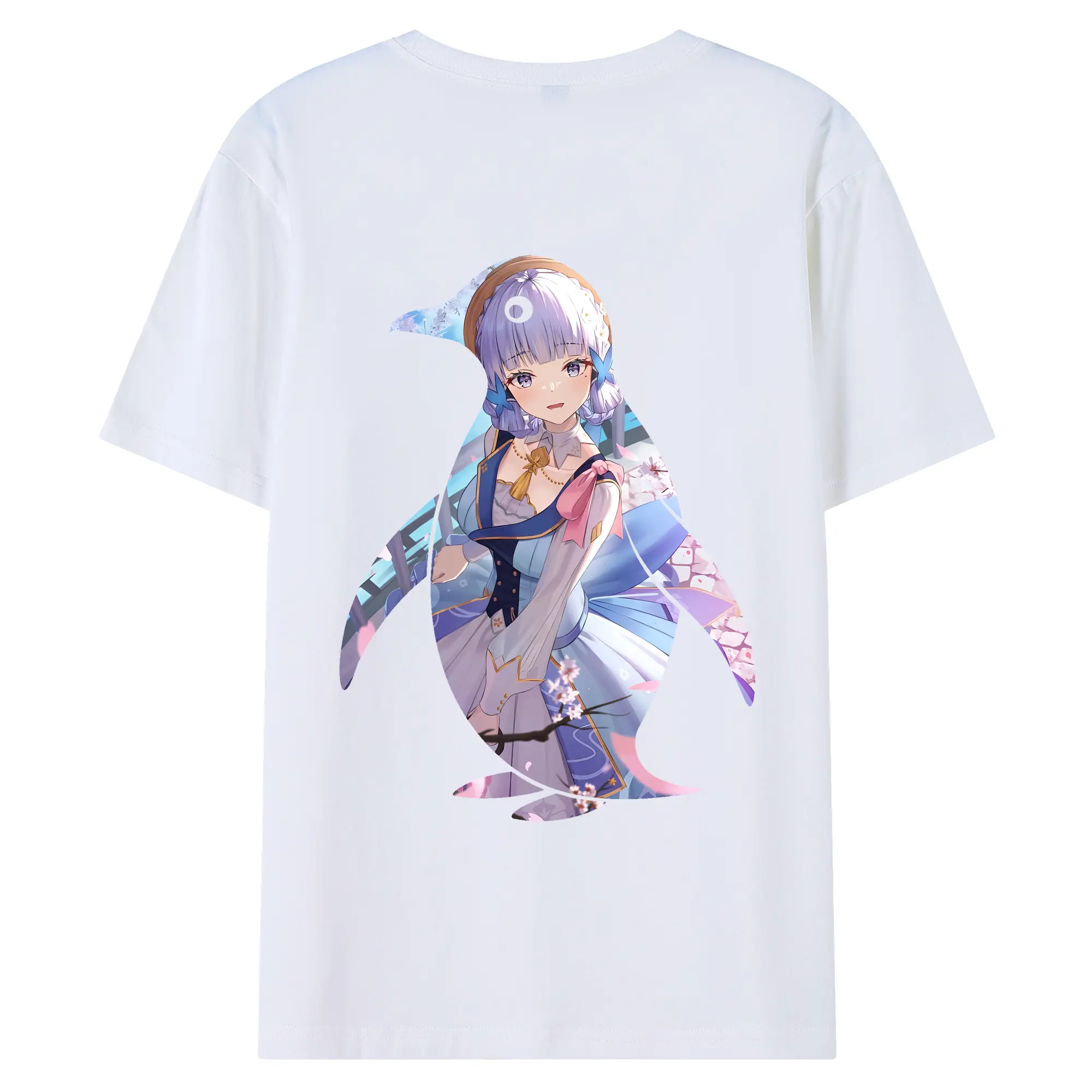 原 神 グッズ 神里綾華 - 綿100％ 半袖Tシャツ ・ バックプリント ・ 快適 通気性 ・ 日常使い 散歩 スポーツ用