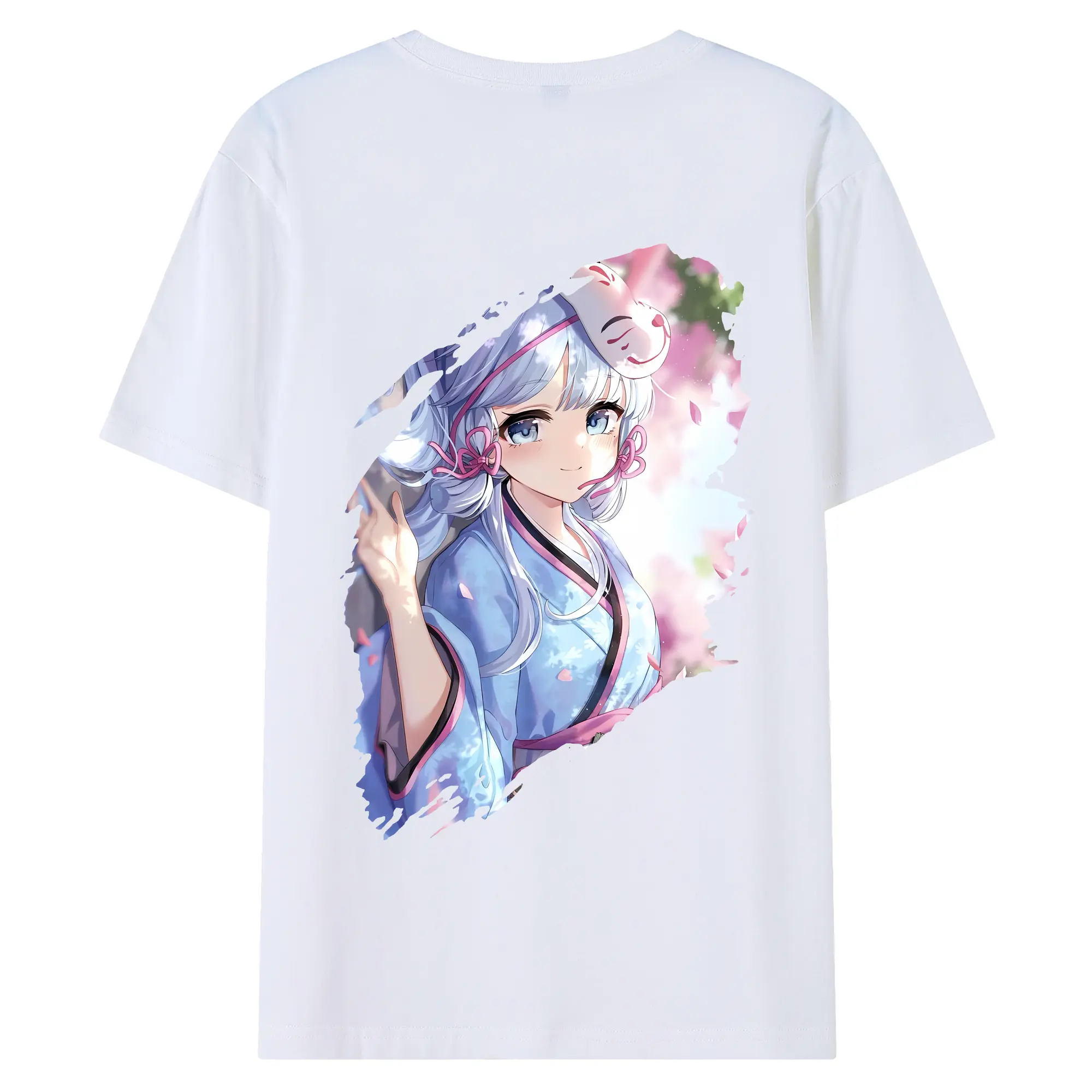 原 神 グッズ 神里綾華 - 綿100％ 半袖Tシャツ ・ バックプリント ・ 快適 通気性 ・ 日常使い 散歩 スポーツ用