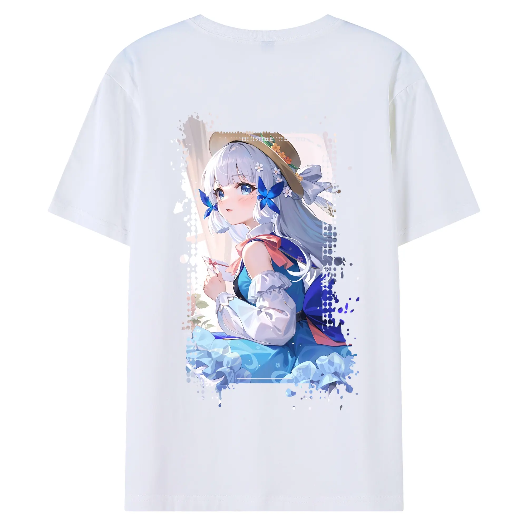 原 神 グッズ 神里綾華 - 綿100％ 半袖Tシャツ ・ バックプリント ・ 快適 通気性 ・ 日常使い 散歩 スポーツ用