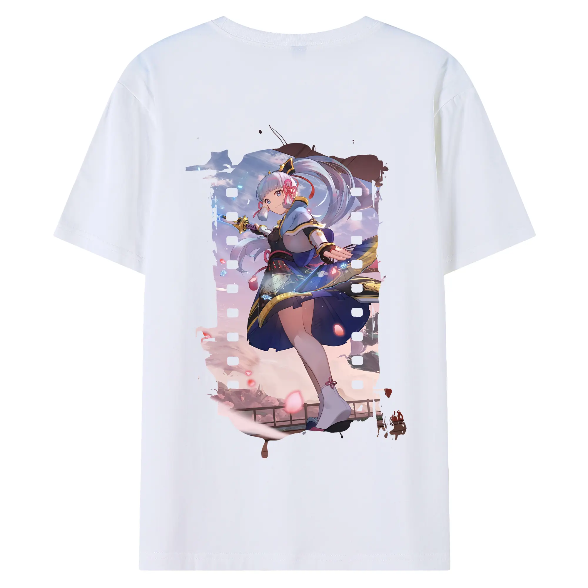 原 神 グッズ 神里綾華 - 綿100％ 半袖Tシャツ ・ バックプリント ・ 快適 通気性 ・ 日常使い 散歩 スポーツ用