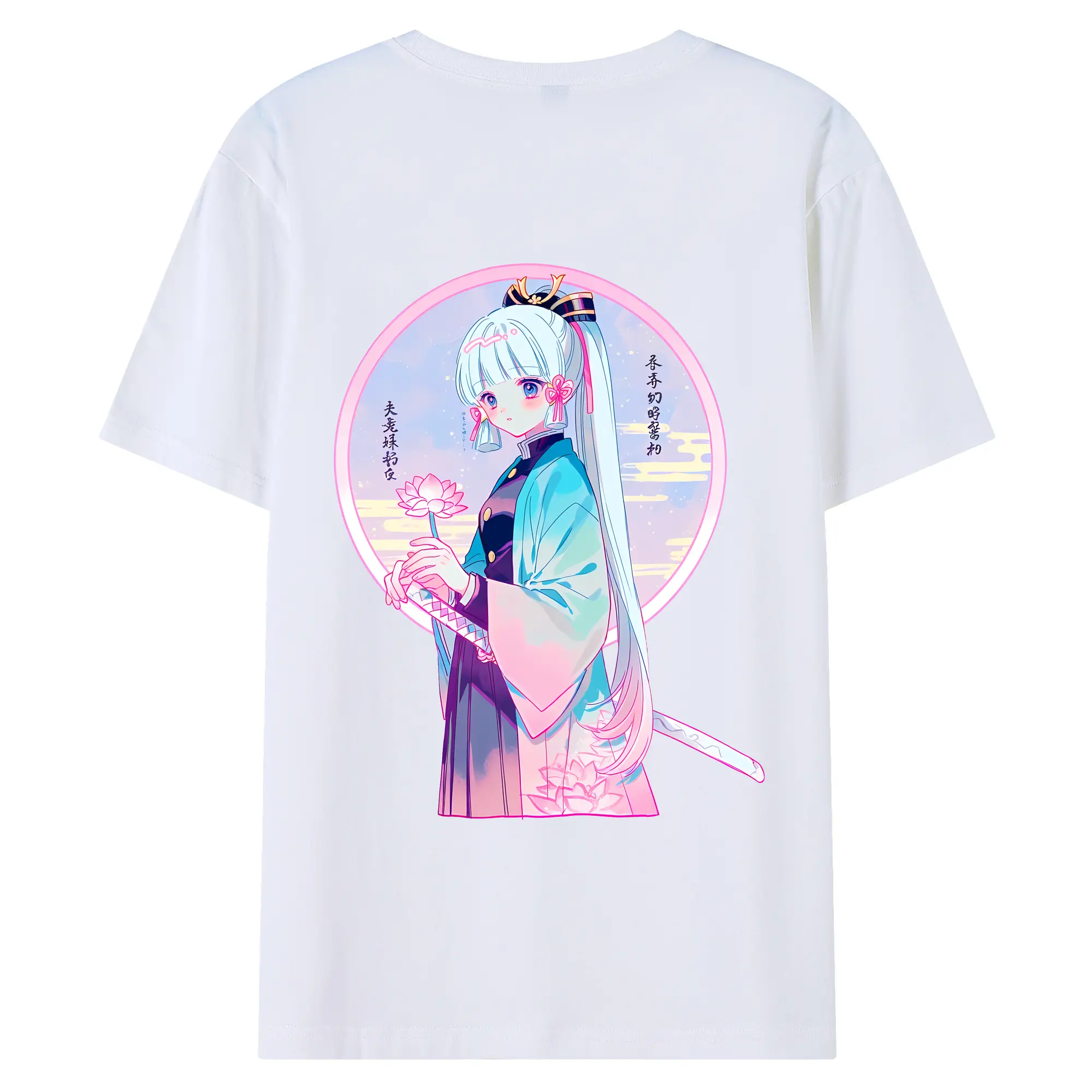 原 神 グッズ 神里綾華 - 綿100％ 半袖Tシャツ ・ バックプリント ・ 快適 通気性 ・ 日常使い 散歩 スポーツ用