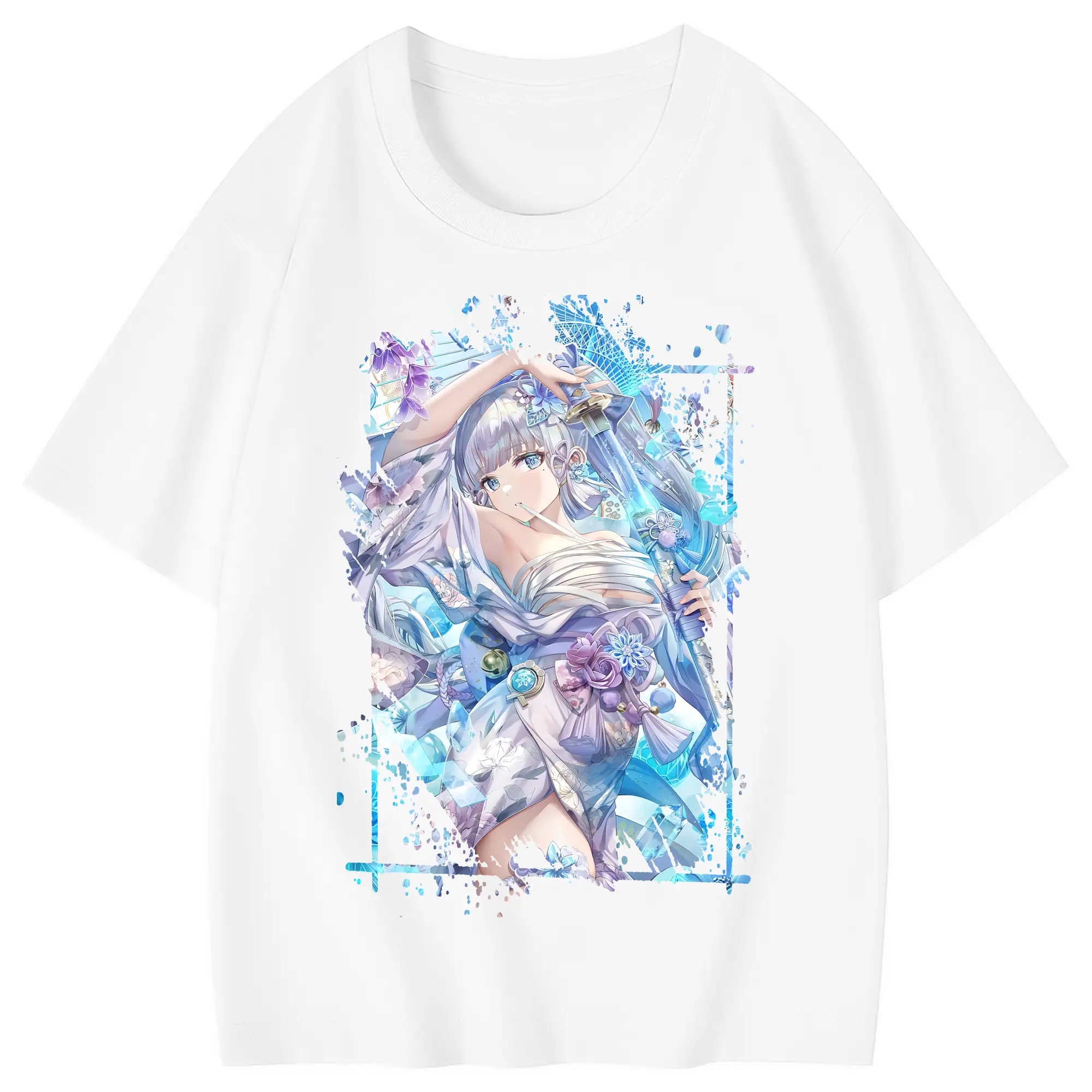 原 神 グッズ 神里綾華 - 綿100％ キッズTシャツ ・ フロントプリント ・ 快適 通気性 ・ スポーツ カジュアル 散歩用