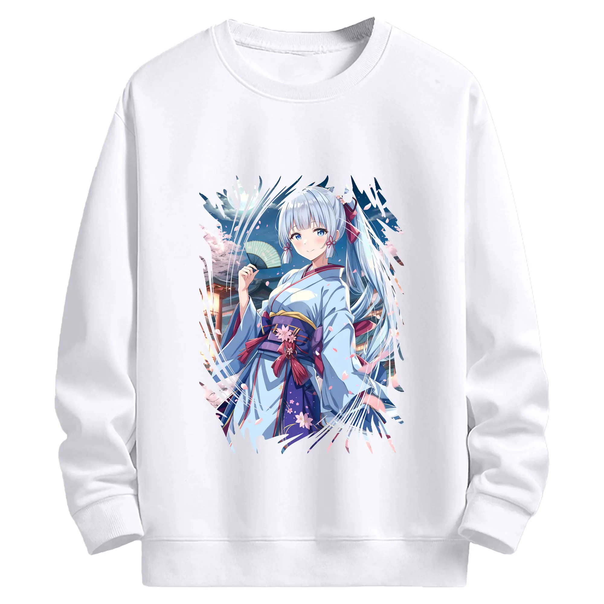 原 神 グッズ 神里綾華 - 高品質 クルーネック スウェット ・ コットン59％ ポリエステル41％ ・ ユニセックス 長袖 トレーナー ・ カジュアル デイリー スポーツ 散歩用