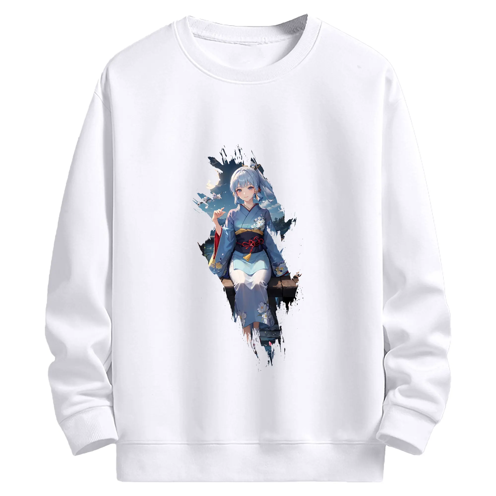 原 神 グッズ 神里綾華 - 高品質 クルーネック スウェット ・ コットン59％ ポリエステル41％ ・ ユニセックス 長袖 トレーナー ・ カジュアル デイリー スポーツ 散歩用