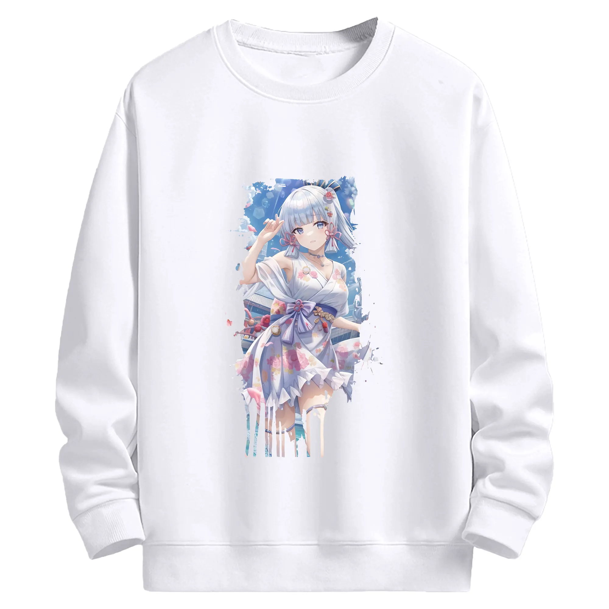 原 神 グッズ 神里綾華 - 高品質 クルーネック スウェット ・ コットン59％ ポリエステル41％ ・ ユニセックス 長袖 トレーナー ・ カジュアル デイリー スポーツ 散歩用