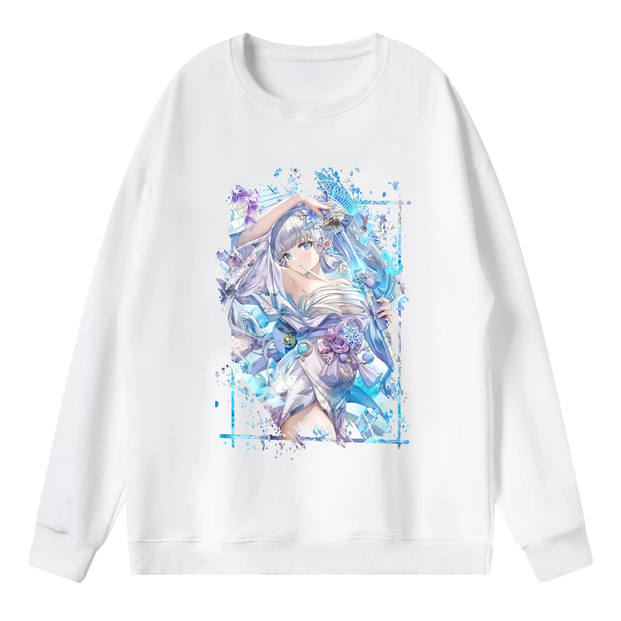 原 神 グッズ 神里綾華 - 薄手 クルーネック スウェット 裏毛260g · ポリエステル 春秋向け カジュアル 男女兼用 · トレーナー デイリー スポーツ 散歩に最適