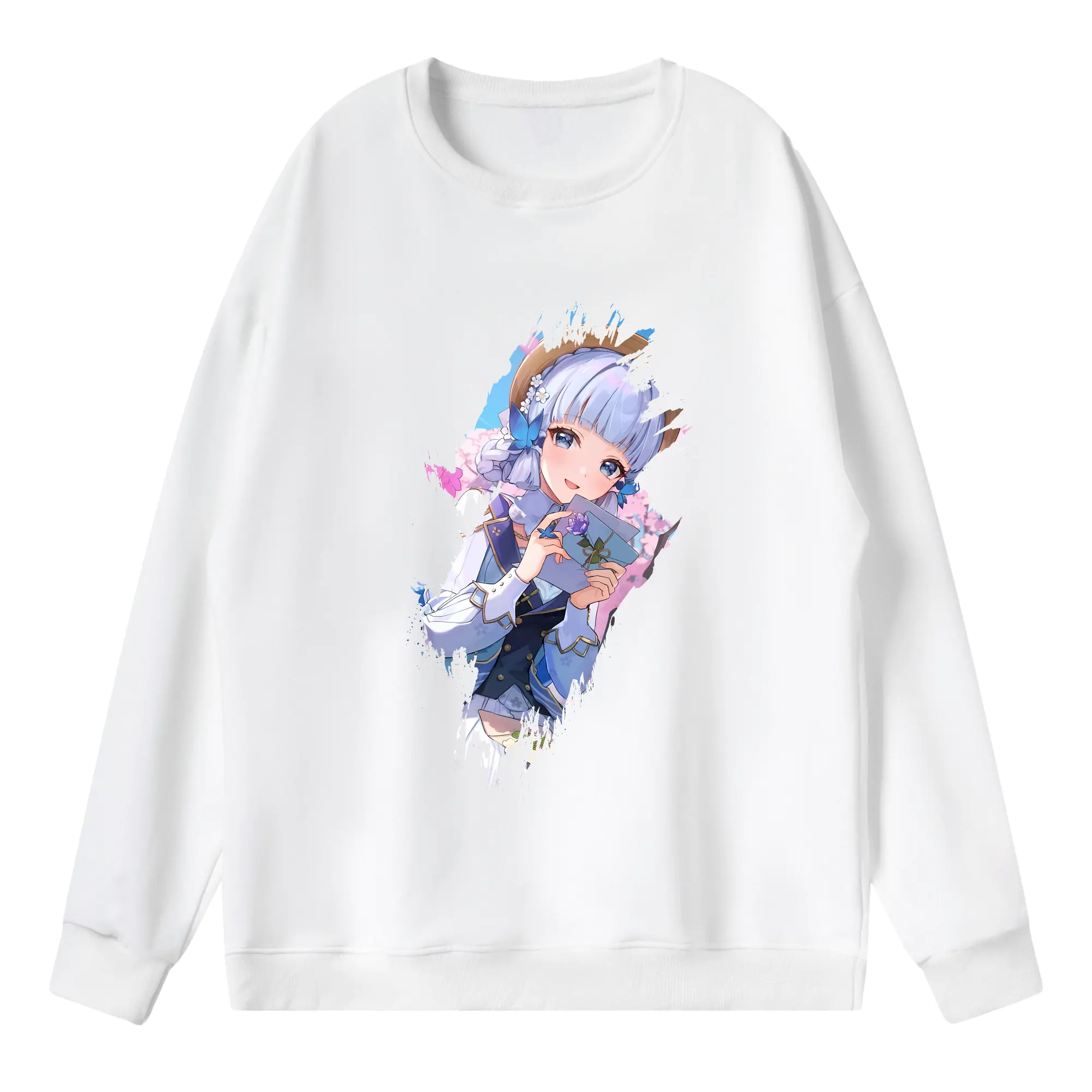 原 神 グッズ 神里綾華 - 薄手 クルーネック スウェット 裏毛260g · ポリエステル 春秋向け カジュアル 男女兼用 · トレーナー デイリー スポーツ 散歩に最適