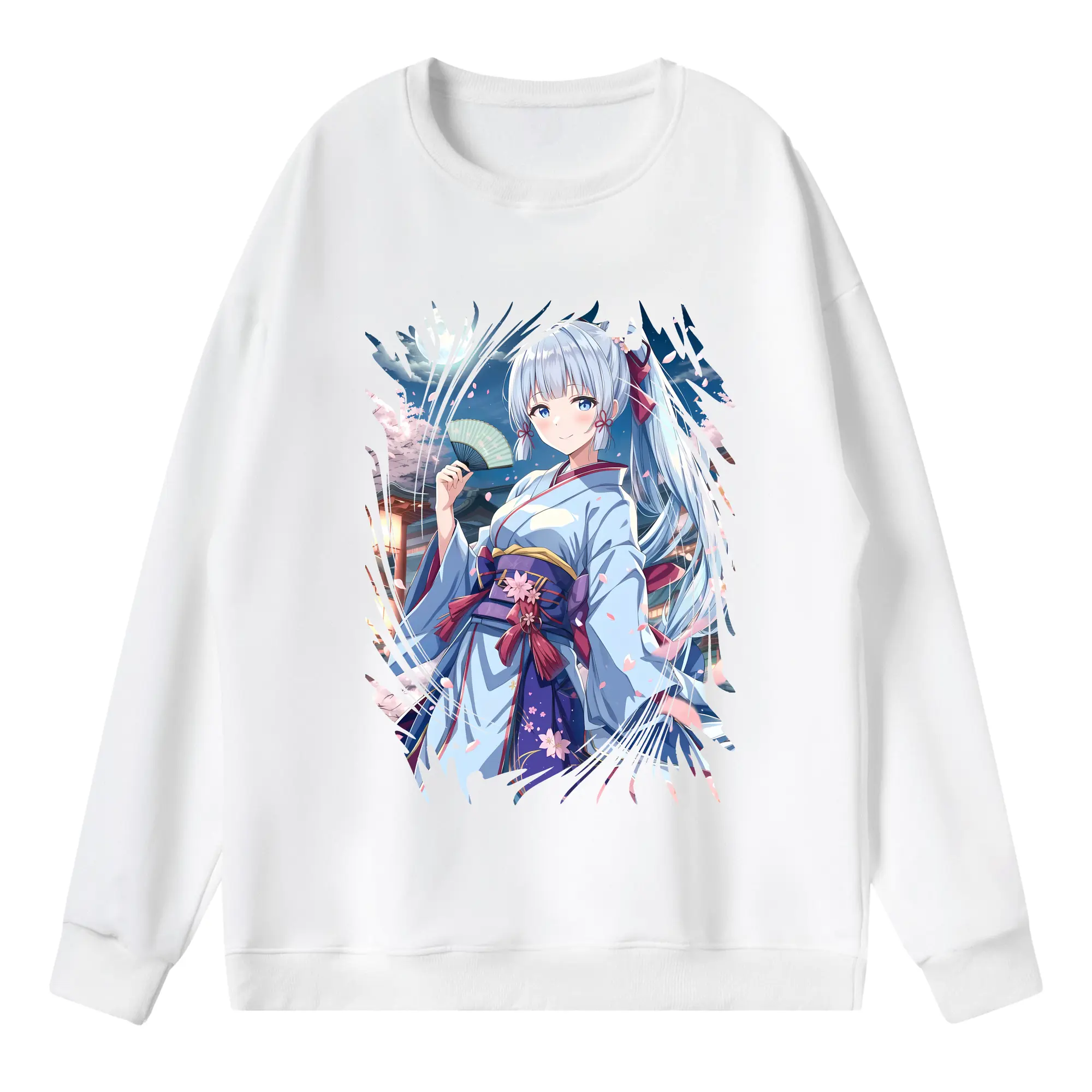 原 神 グッズ 神里綾華 - 薄手 クルーネック スウェット 裏毛260g · ポリエステル 春秋向け カジュアル 男女兼用 · トレーナー デイリー スポーツ 散歩に最適