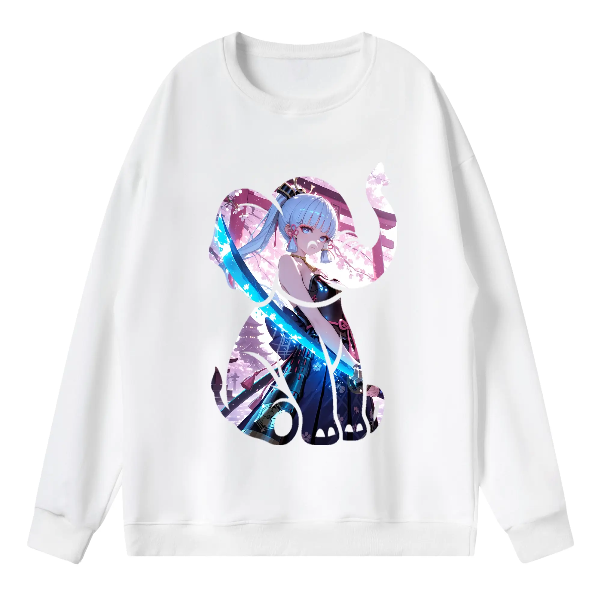 原 神 グッズ 神里綾華 - 薄手 クルーネック スウェット 裏毛260g · ポリエステル 春秋向け カジュアル 男女兼用 · トレーナー デイリー スポーツ 散歩に最適