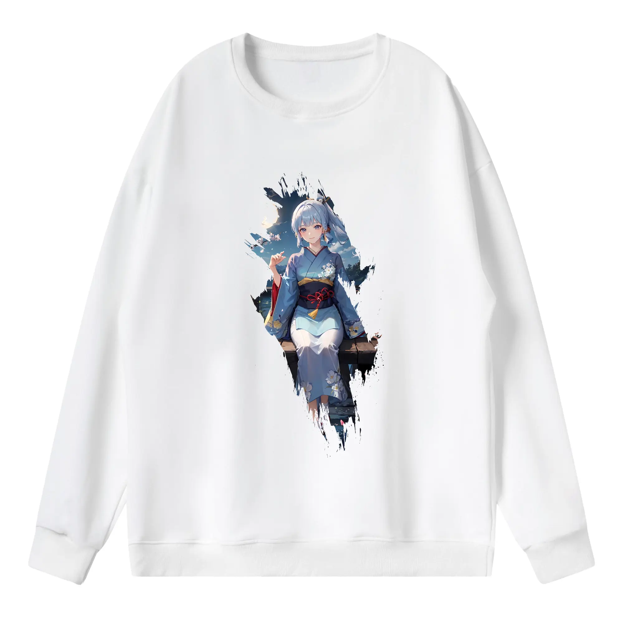 原 神 グッズ 神里綾華 - 薄手 クルーネック スウェット 裏毛260g · ポリエステル 春秋向け カジュアル 男女兼用 · トレーナー デイリー スポーツ 散歩に最適