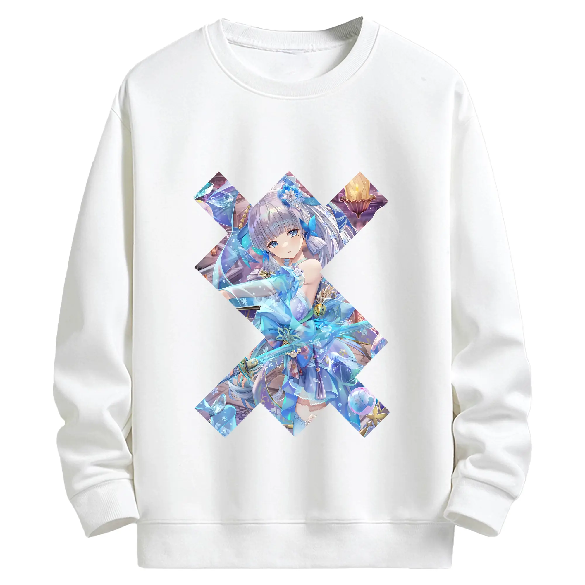 原 神 グッズ 神里綾華 - キッズ クルーネックスウェットシャツ ・ フロントプリント ・ 綿80％ ポリエステル20％ ・ 快適 通学 スポーツ 日常使い お散歩用