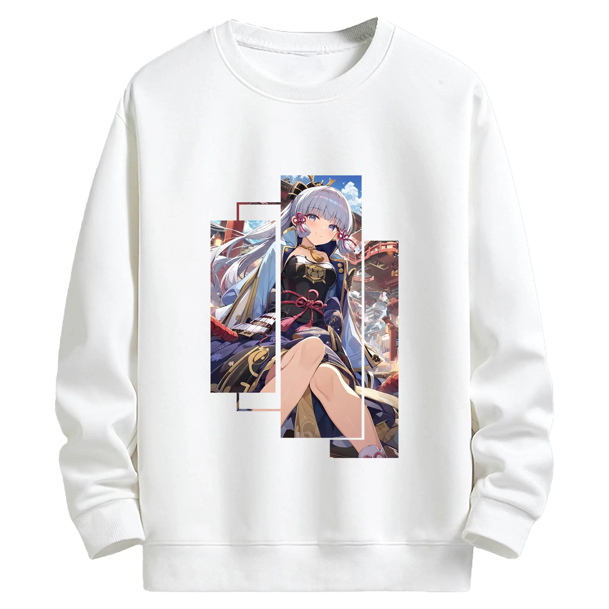 原 神 グッズ 神里綾華 - キッズ クルーネックスウェットシャツ ・ フロントプリント ・ 綿80％ ポリエステル20％ ・ 快適 通学 スポーツ 日常使い お散歩用