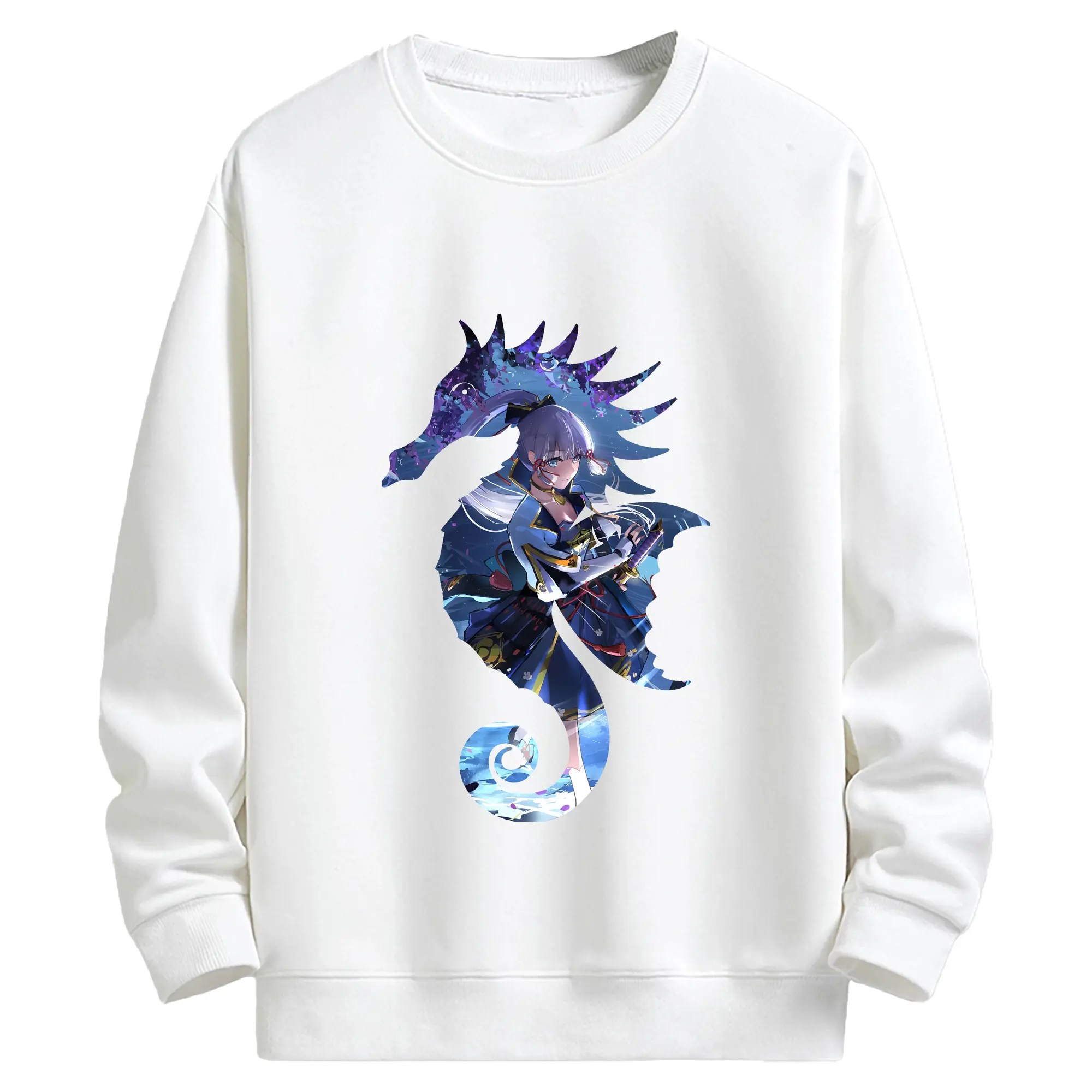 原 神 グッズ 神里綾華 - キッズ クルーネックスウェットシャツ ・ フロントプリント ・ 綿80％ ポリエステル20％ ・ 快適 通学 スポーツ 日常使い お散歩用