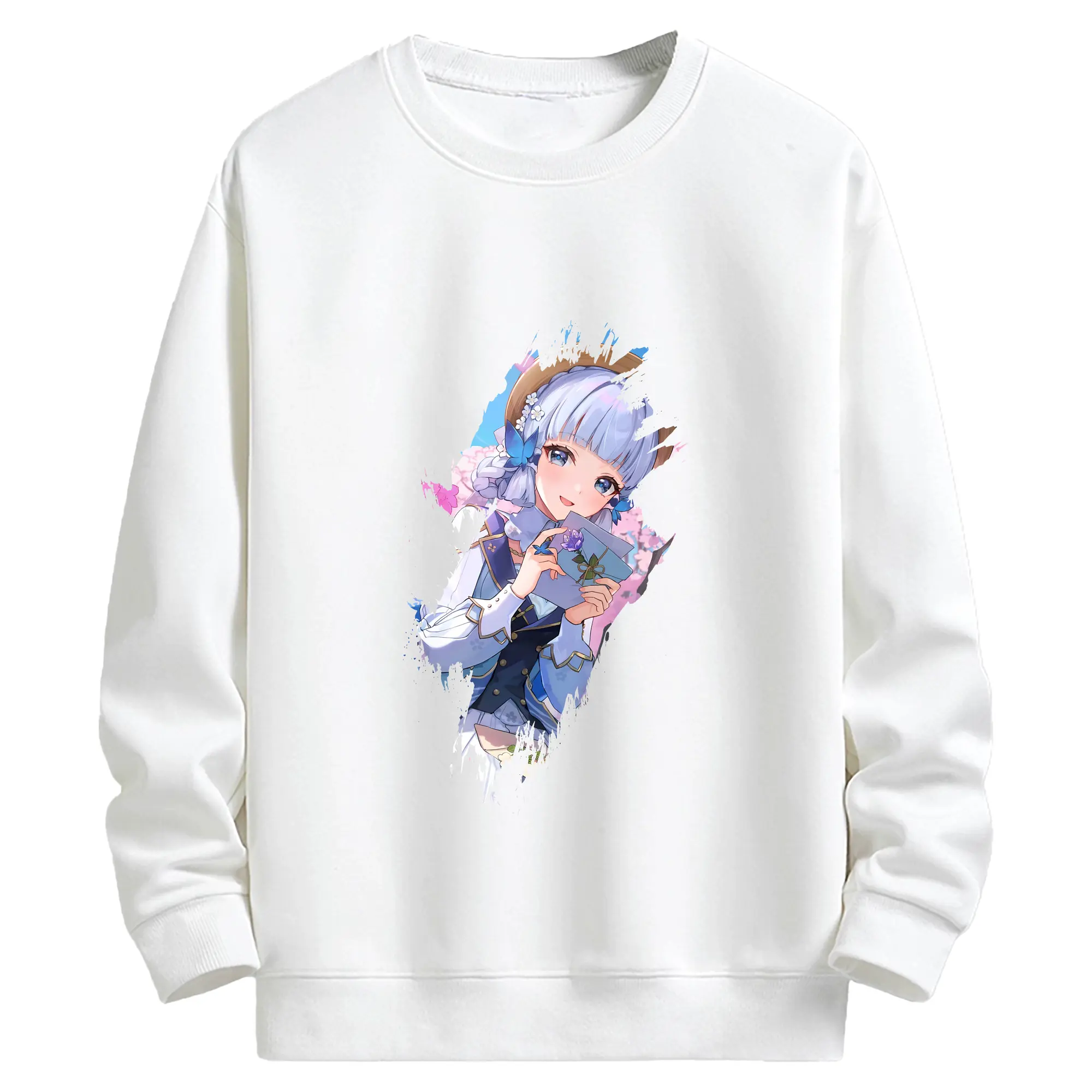 原 神 グッズ 神里綾華 - キッズ クルーネックスウェットシャツ ・ フロントプリント ・ 綿80％ ポリエステル20％ ・ 快適 通学 スポーツ 日常使い お散歩用