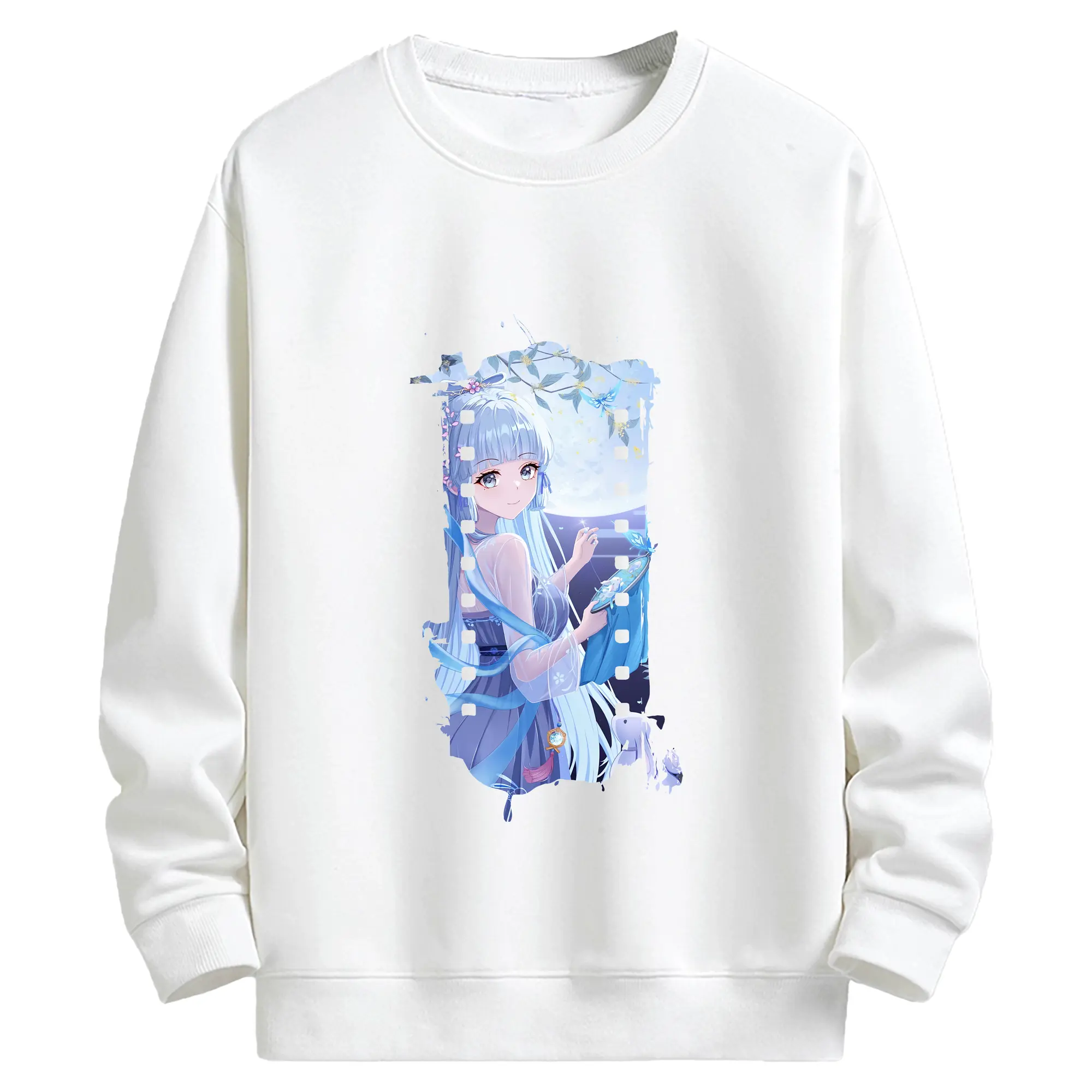 原 神 グッズ 神里綾華 - キッズ クルーネックスウェットシャツ ・ フロントプリント ・ 綿80％ ポリエステル20％ ・ 快適 通学 スポーツ 日常使い お散歩用