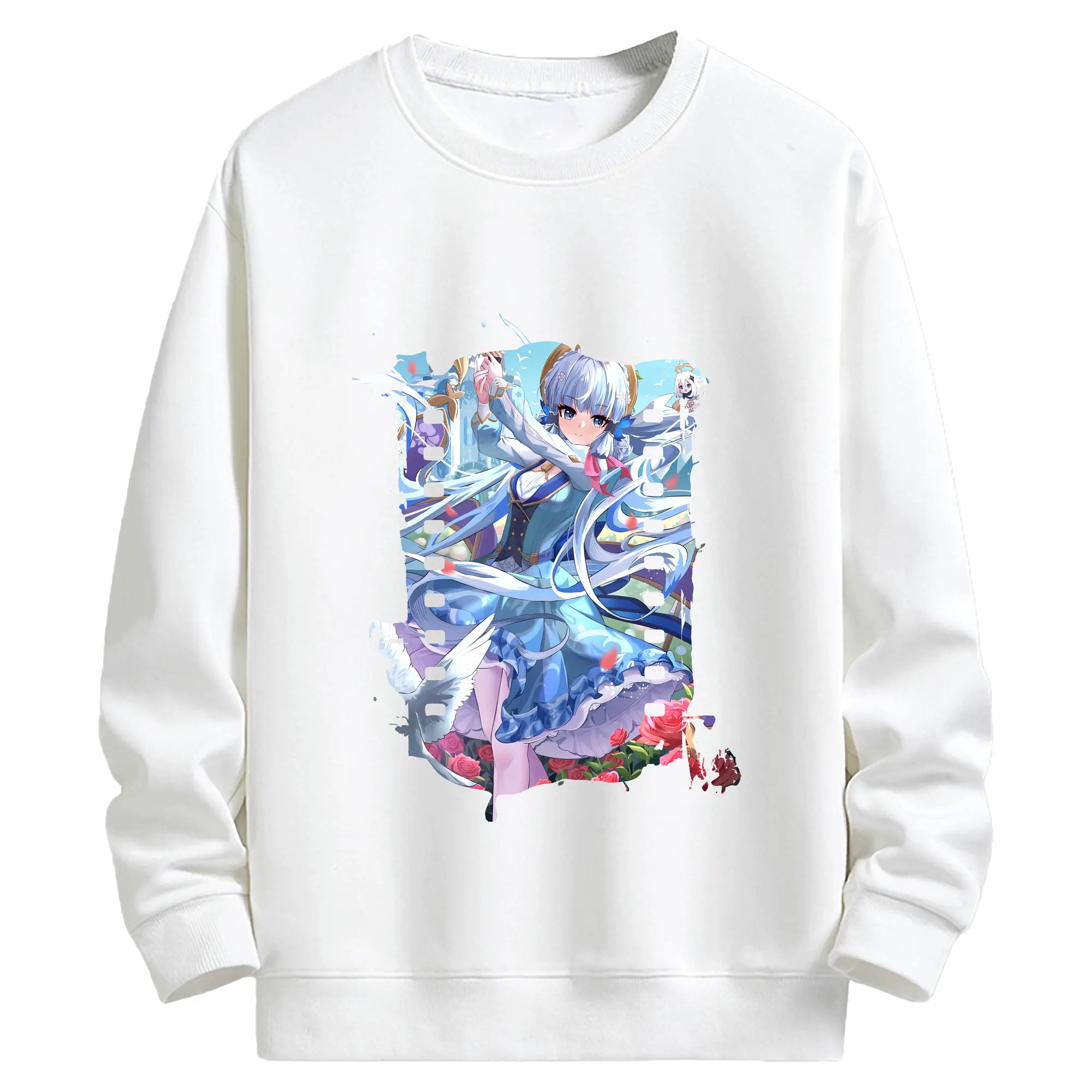 原 神 グッズ 神里綾華 - キッズ クルーネックスウェットシャツ ・ フロントプリント ・ 綿80％ ポリエステル20％ ・ 快適 通学 スポーツ 日常使い お散歩用