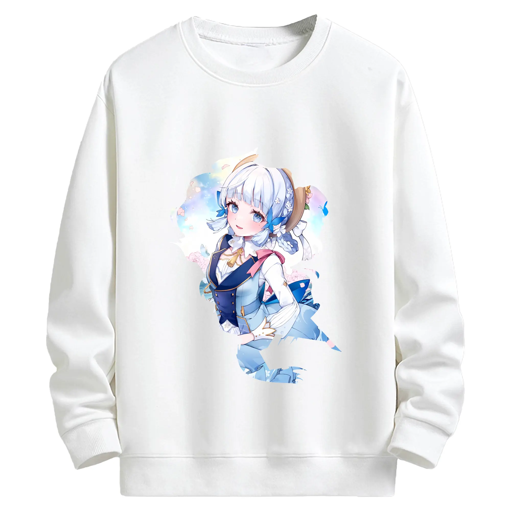 原 神 グッズ 神里綾華 - キッズ クルーネックスウェットシャツ ・ フロントプリント ・ 綿80％ ポリエステル20％ ・ 快適 通学 スポーツ 日常使い お散歩用