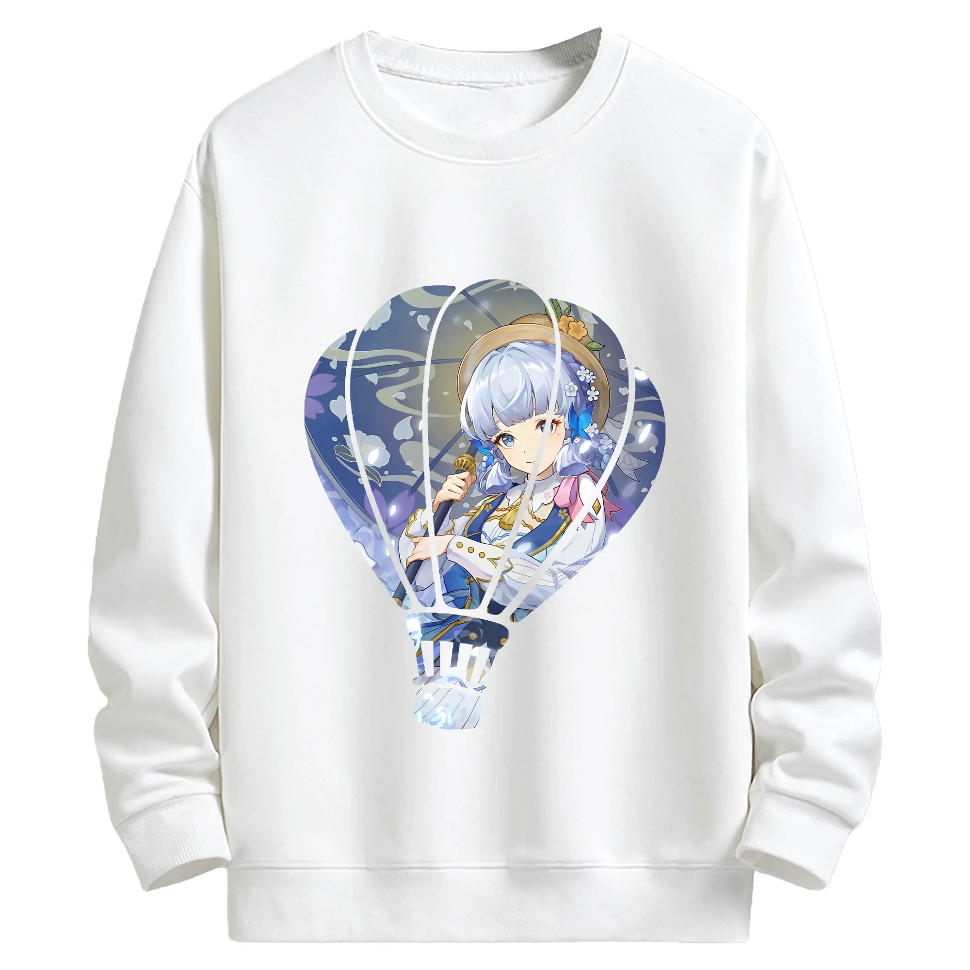 原 神 グッズ 神里綾華 - キッズ クルーネックスウェットシャツ ・ フロントプリント ・ 綿80％ ポリエステル20％ ・ 快適 通学 スポーツ 日常使い お散歩用