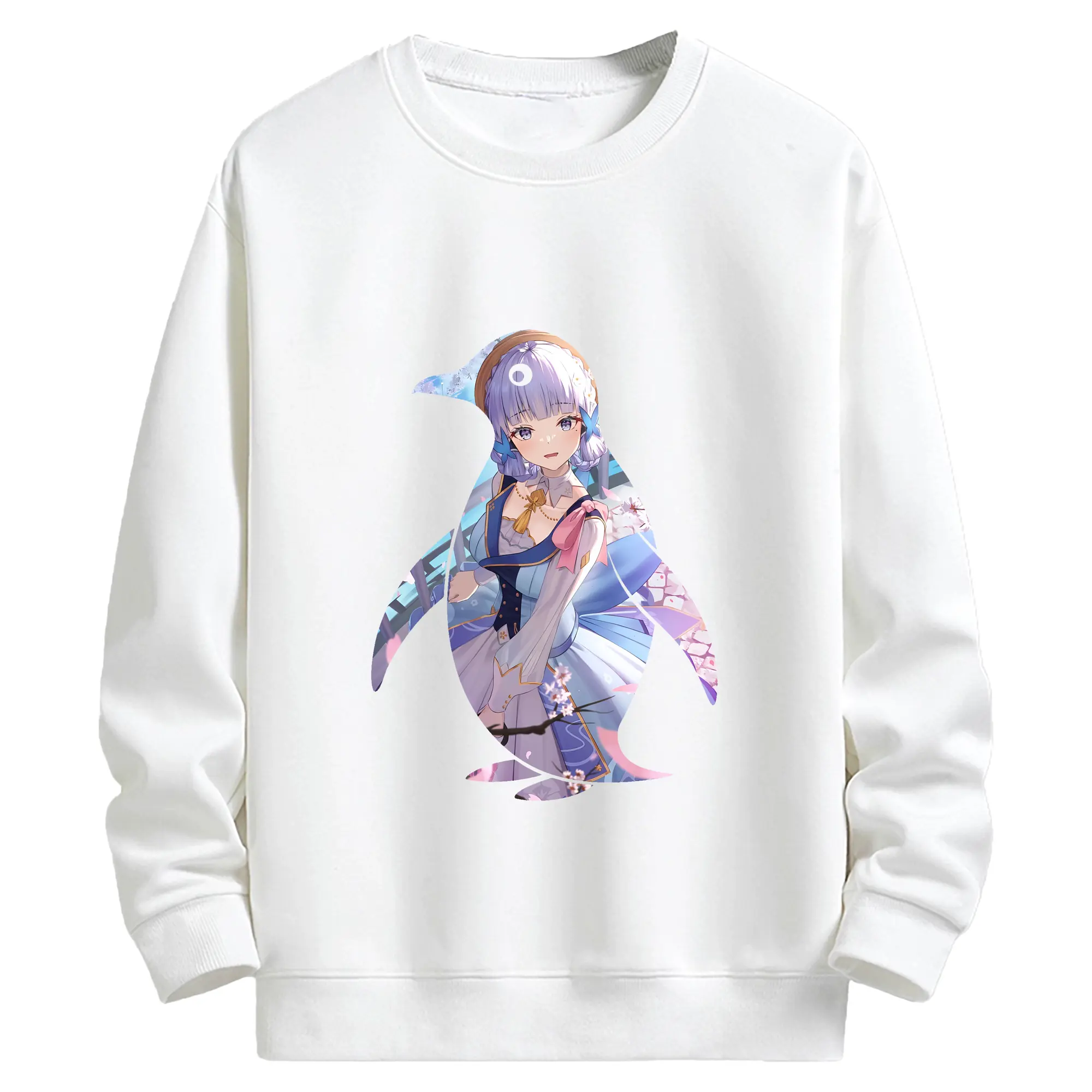 原 神 グッズ 神里綾華 - キッズ クルーネックスウェットシャツ ・ フロントプリント ・ 綿80％ ポリエステル20％ ・ 快適 通学 スポーツ 日常使い お散歩用