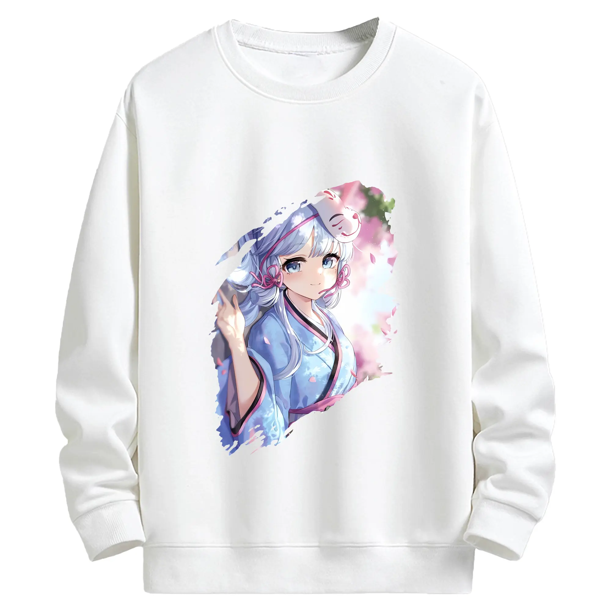 原 神 グッズ 神里綾華 - キッズ クルーネックスウェットシャツ ・ フロントプリント ・ 綿80％ ポリエステル20％ ・ 快適 通学 スポーツ 日常使い お散歩用