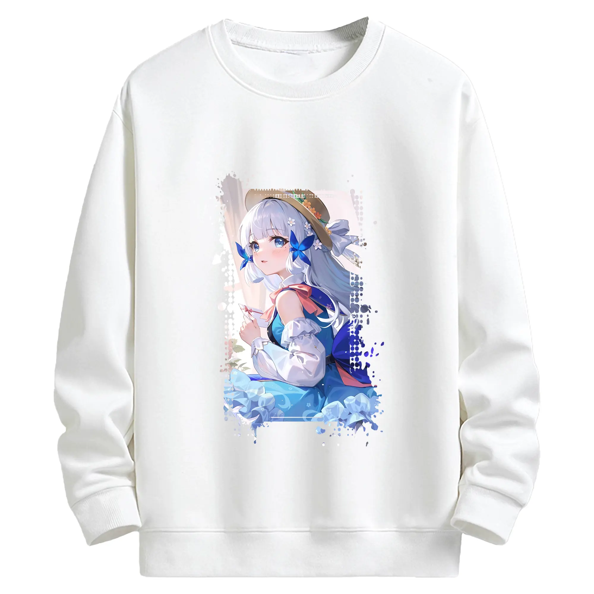 原 神 グッズ 神里綾華 - キッズ クルーネックスウェットシャツ ・ フロントプリント ・ 綿80％ ポリエステル20％ ・ 快適 通学 スポーツ 日常使い お散歩用