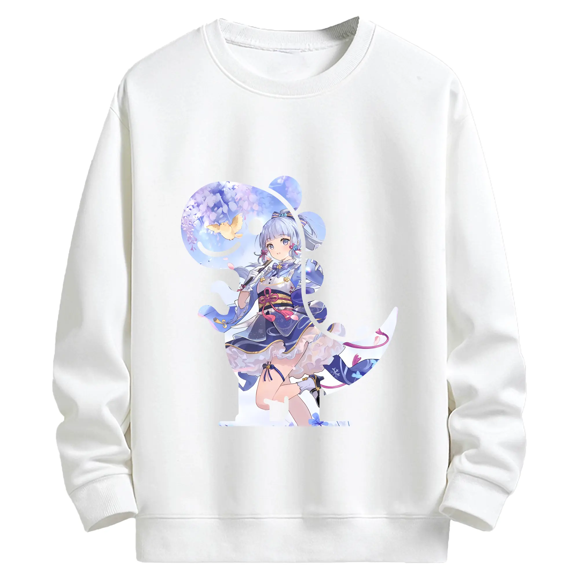 原 神 グッズ 神里綾華 - キッズ クルーネックスウェットシャツ ・ フロントプリント ・ 綿80％ ポリエステル20％ ・ 快適 通学 スポーツ 日常使い お散歩用