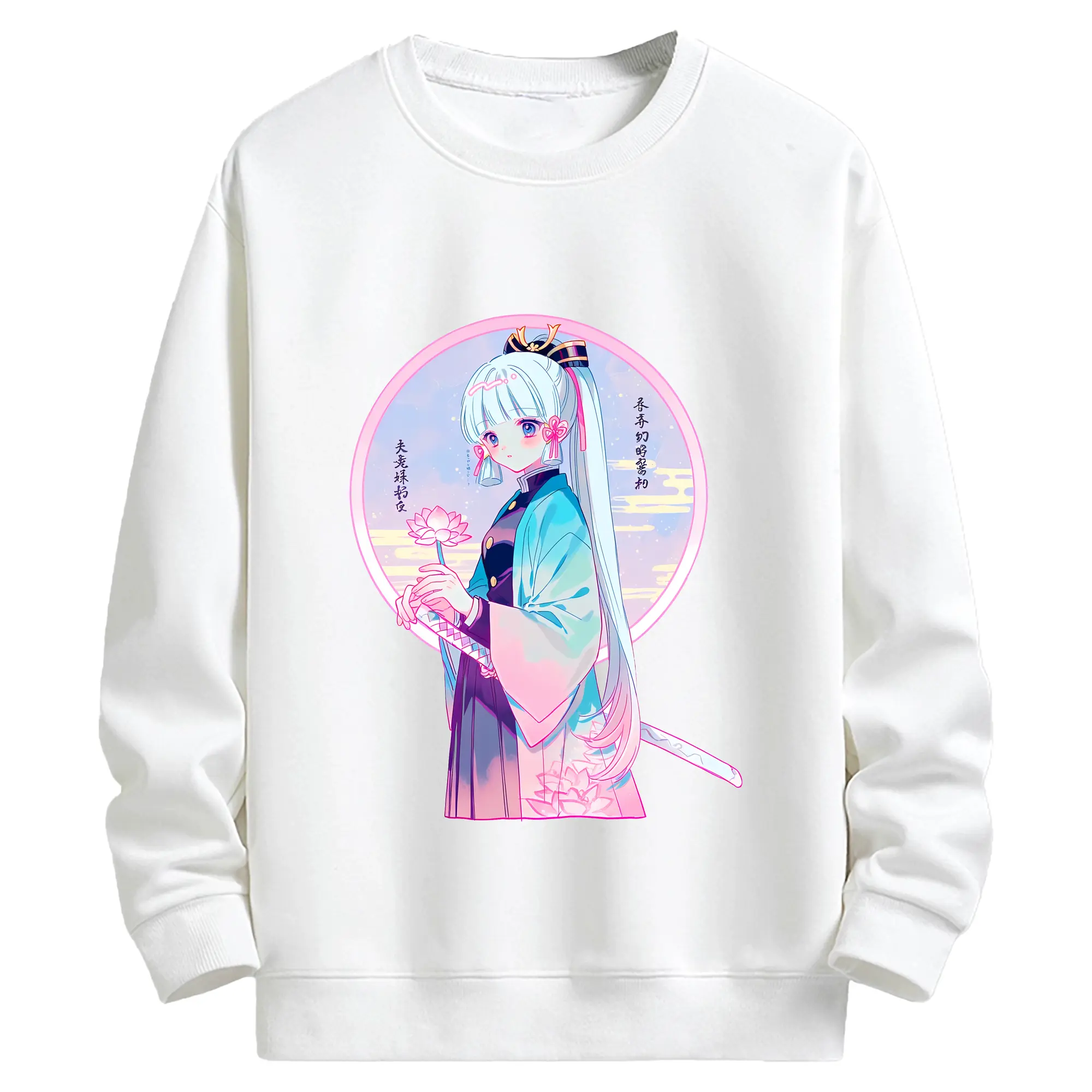 原 神 グッズ 神里綾華 - キッズ クルーネックスウェットシャツ ・ フロントプリント ・ 綿80％ ポリエステル20％ ・ 快適 通学 スポーツ 日常使い お散歩用