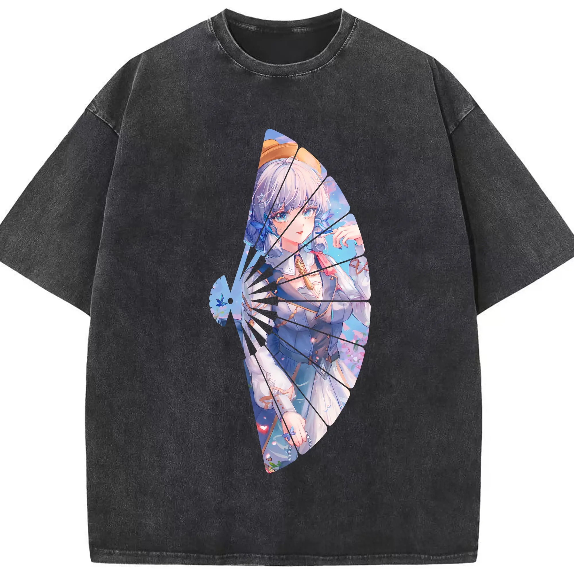 原 神 グッズ 神里綾華 - 綿100％ ヴィンテージ風 半袖Tシャツ ・ フロントプリント ・ 柔らか肌触り ・ 通気性 快適 ・ スポーツ カジュアル 外出用