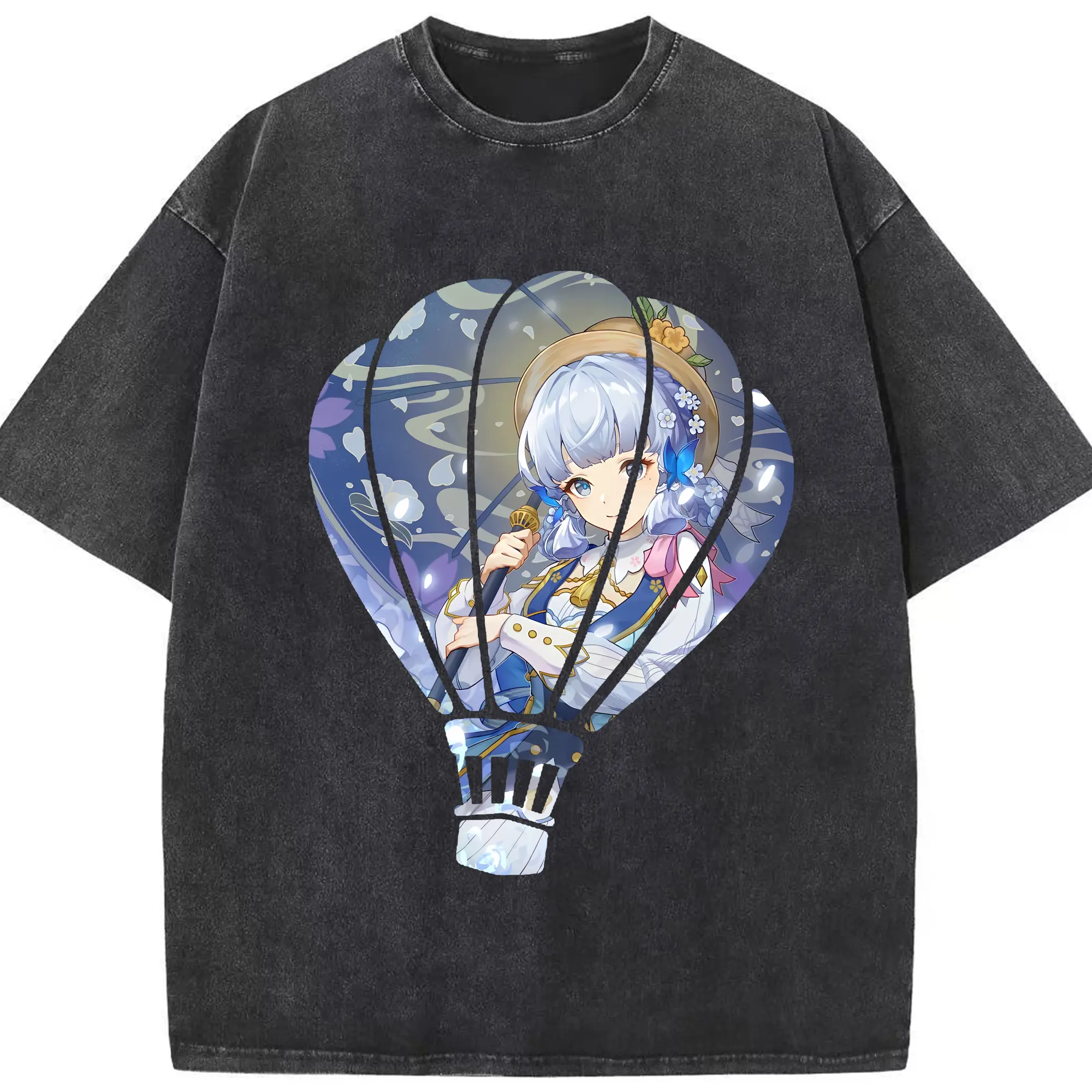 原 神 グッズ 神里綾華 - 綿100％ ヴィンテージ風 半袖Tシャツ ・ フロントプリント ・ 柔らか肌触り ・ 通気性 快適 ・ スポーツ カジュアル 外出用