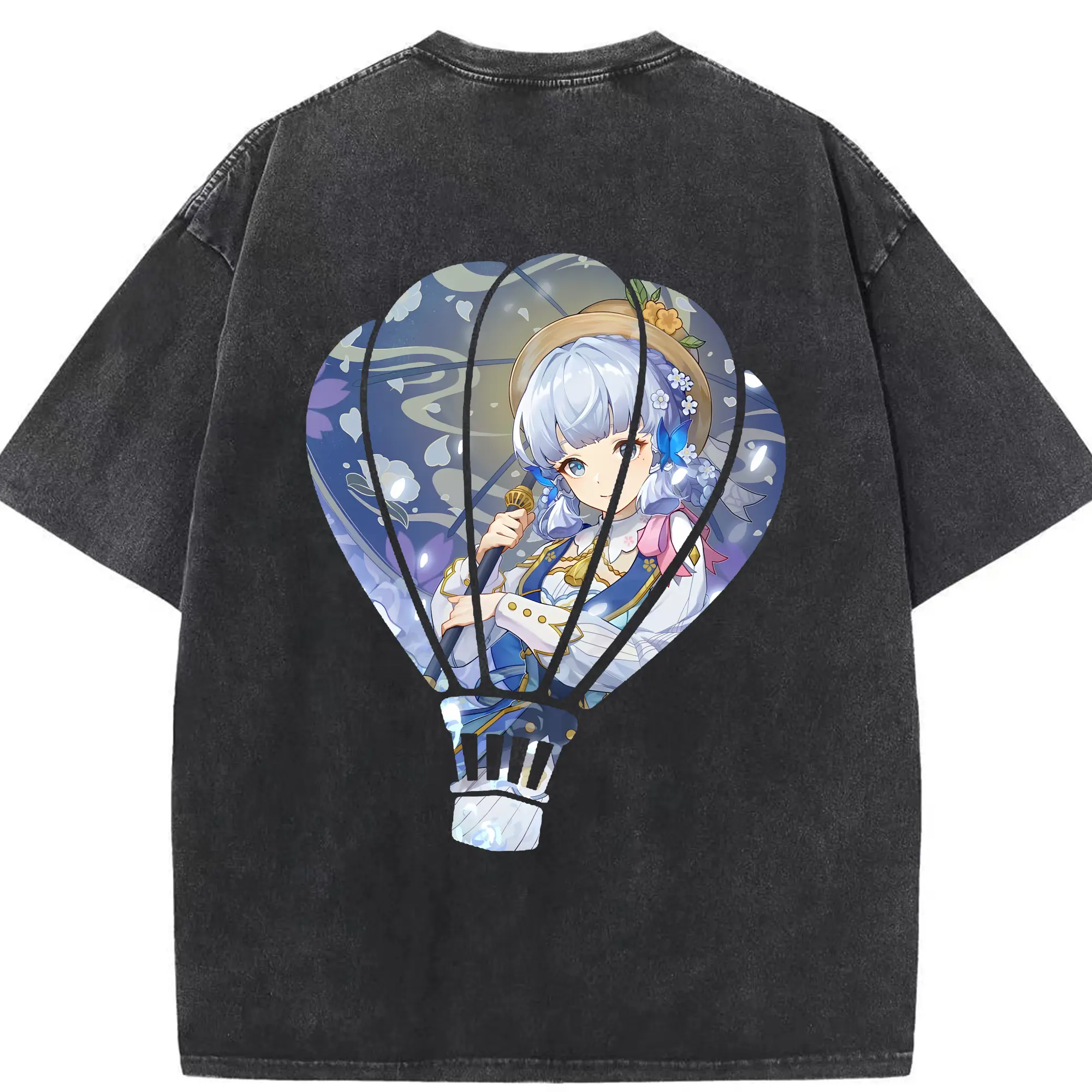 原 神 グッズ 神里綾華 - 綿100％ ヴィンテージ風 半袖Tシャツ ・ 背面プリント ・ 柔らか肌触り ・ 通気性 快適 ・ スポーツ カジュアル 外出用