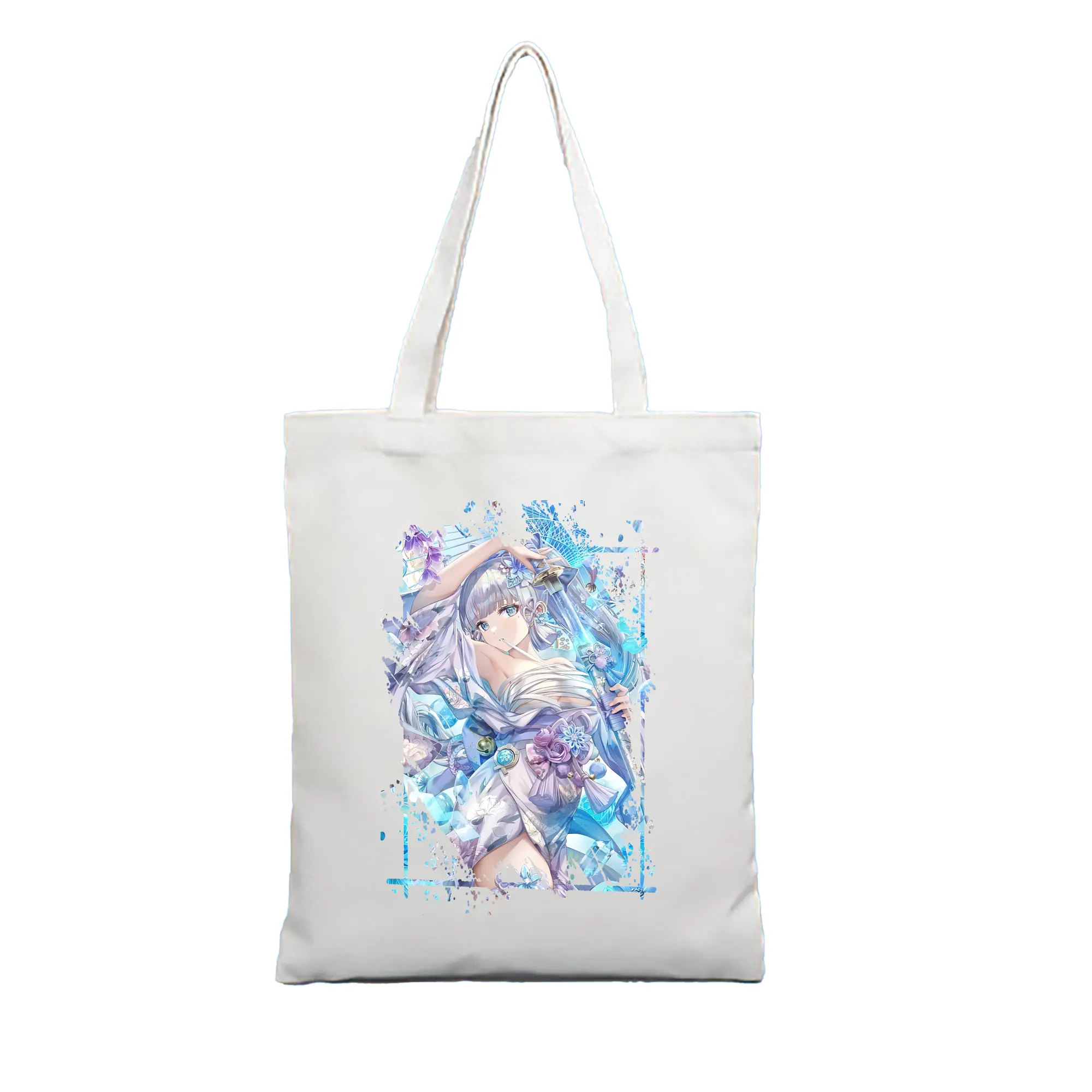 原 神 グッズ 神里綾華 - 縦型キャンバス手提げバッグ（トートバッグ） ・ キャンバス素材 ・ ショッピング用 ・ 軽量 丈夫 お手入れ簡単